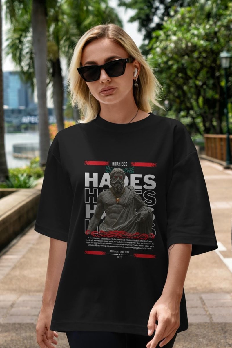 Hades 3 ön Baskılı Oversize t-shirt Erkek Kadın %100 Pamuk Bisiklet Yaka tişort - Cilexi
