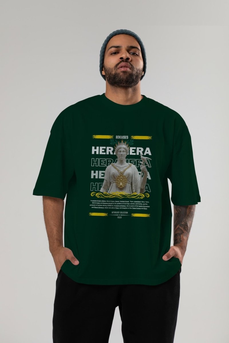 Hera 2 ön Baskılı Oversize t-shirt Erkek Kadın %100 Pamuk Bisiklet Yaka tişort - Cilexi