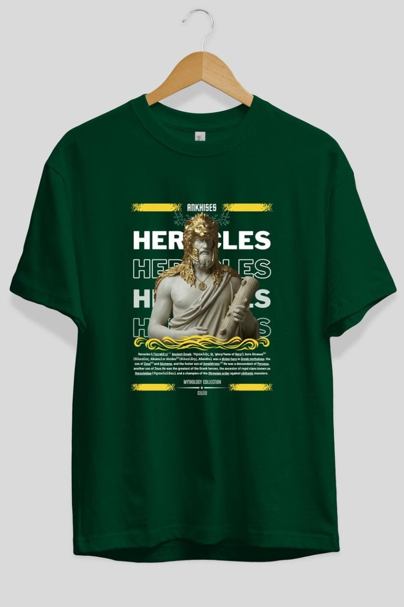 Heracles 1 ön Baskılı Oversize t-shirt Erkek Kadın %100 Pamuk Bisiklet Yaka tişort - Cilexi