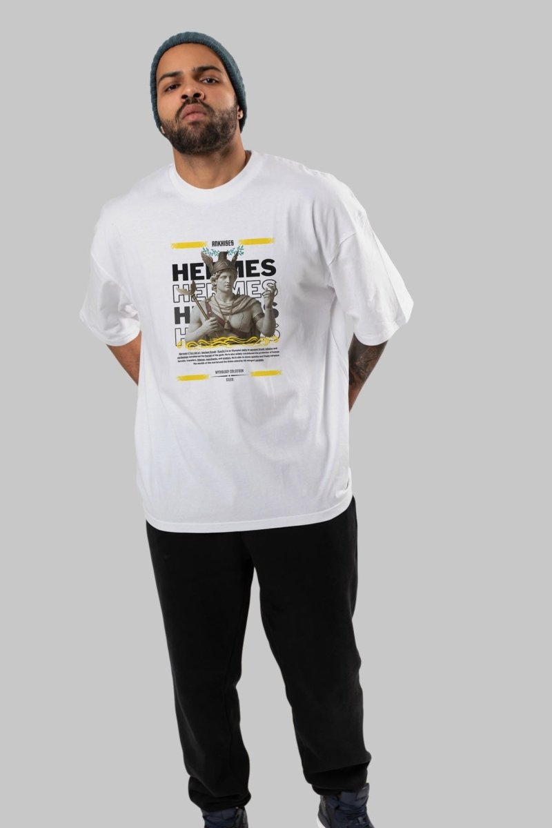 Hermes 1 ön Baskılı Oversize t-shirt Erkek Kadın %100 Pamuk Bisiklet Yaka tişort - Cilexi