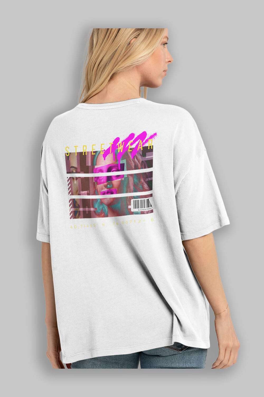 Futuristic Streetwear 2 Arka Baskılı Oversize t-shirt Erkek Kadın Unisex