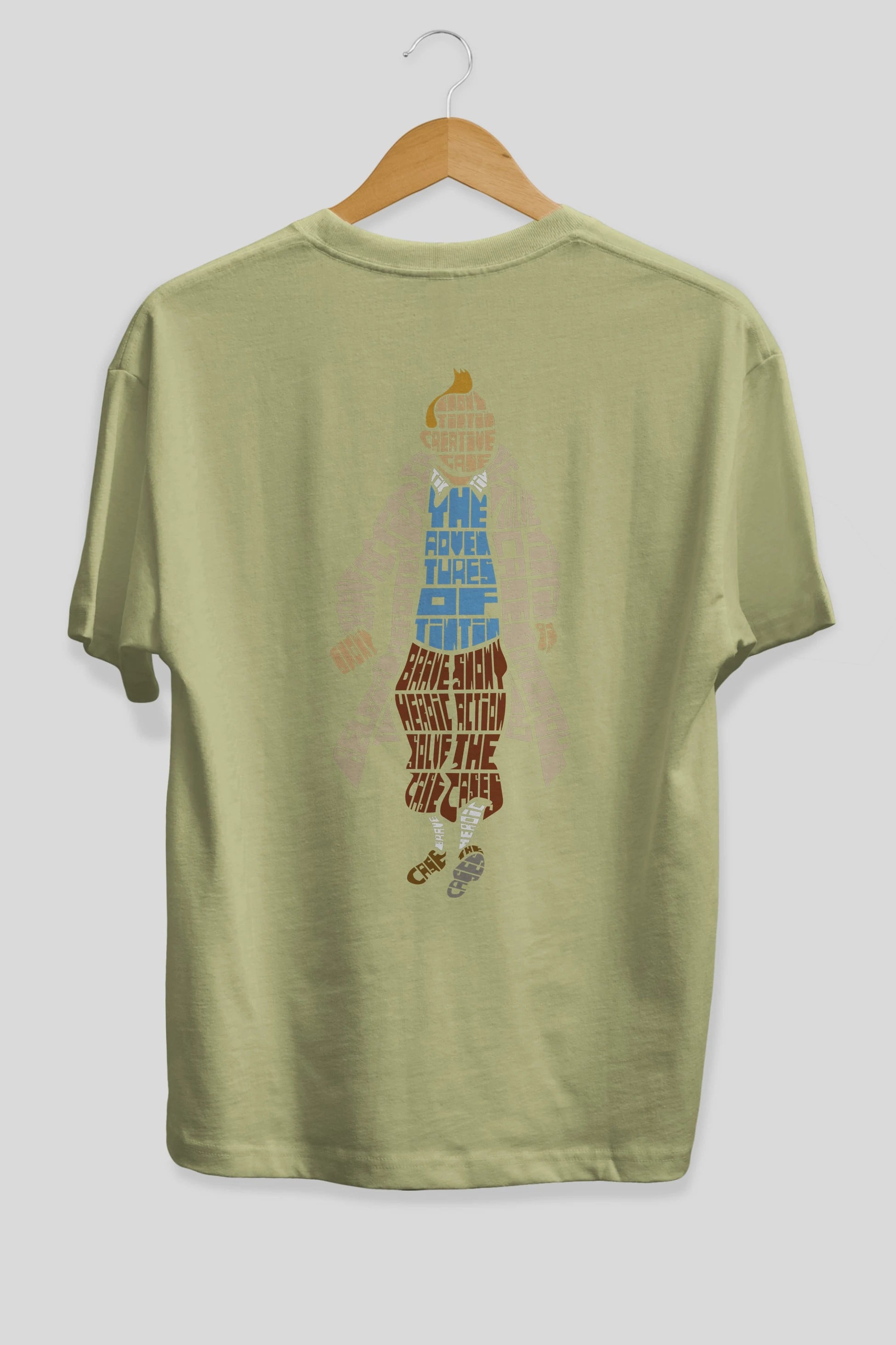Tin Tin Arka Baskılı Oversize t-shirt %100 pamuk Erkek Kadın Unisex