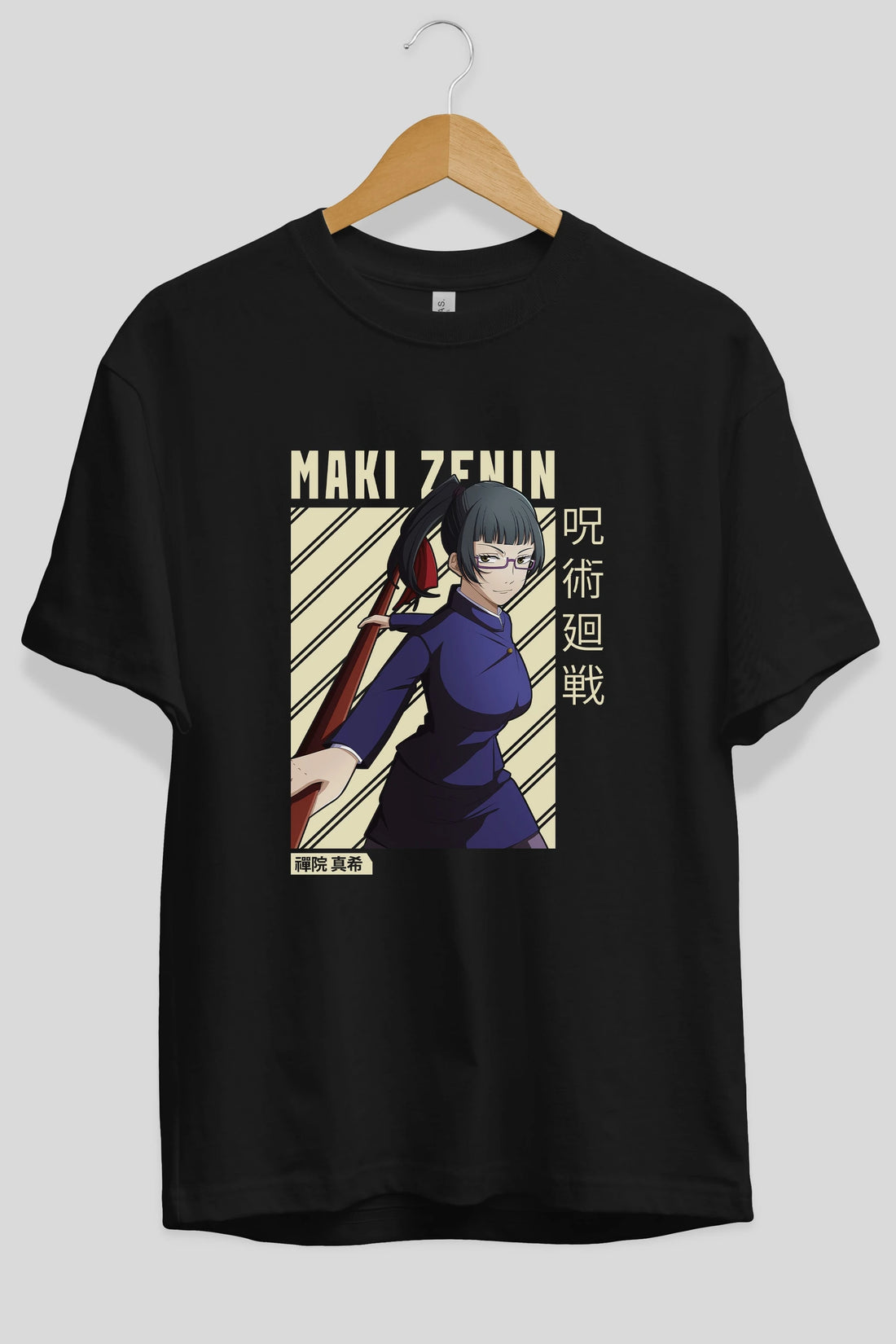 Maki Zenin CHAİNSAWMAN Anime Ön Baskılı Oversize t-shirt %100 pamuk Erkek Kadın Unisex