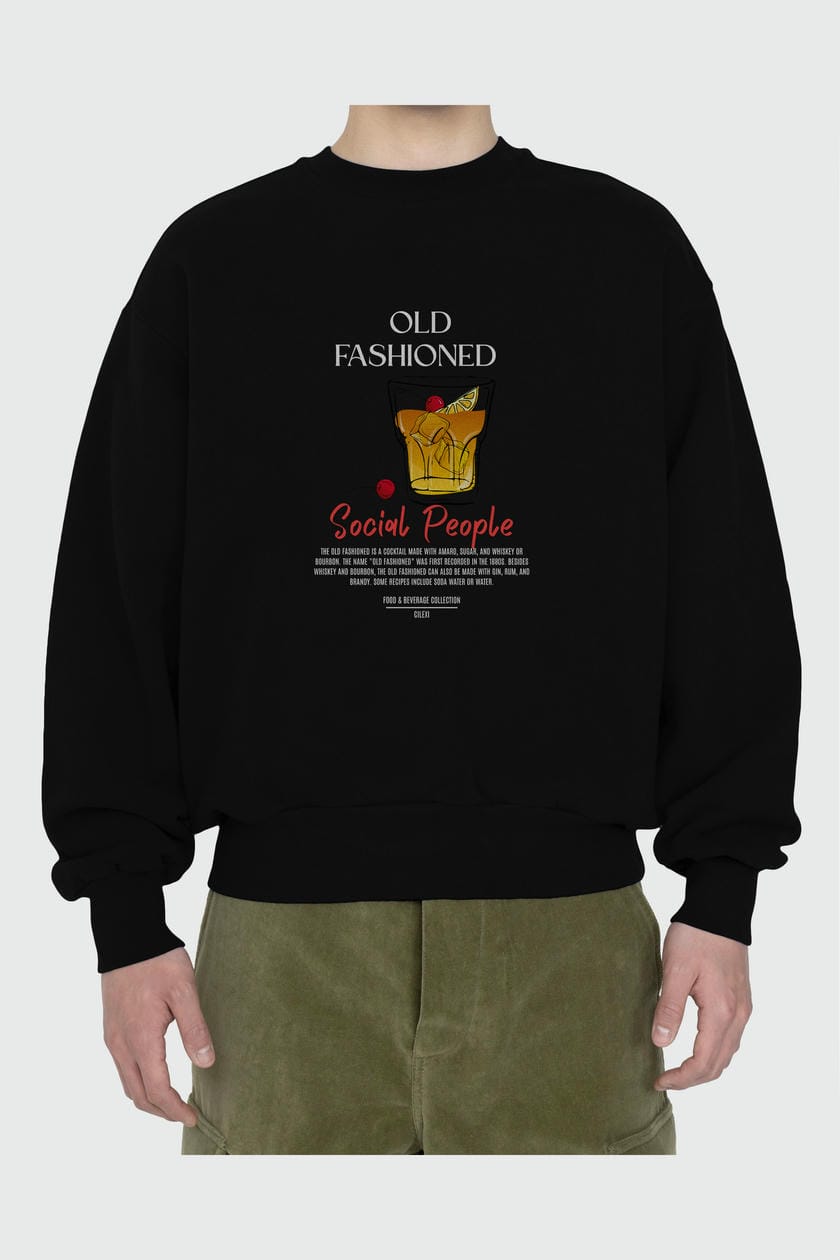 Old Fashioned ön Baskılı Oversize Sweatshirt Erkek Kadın Unisex