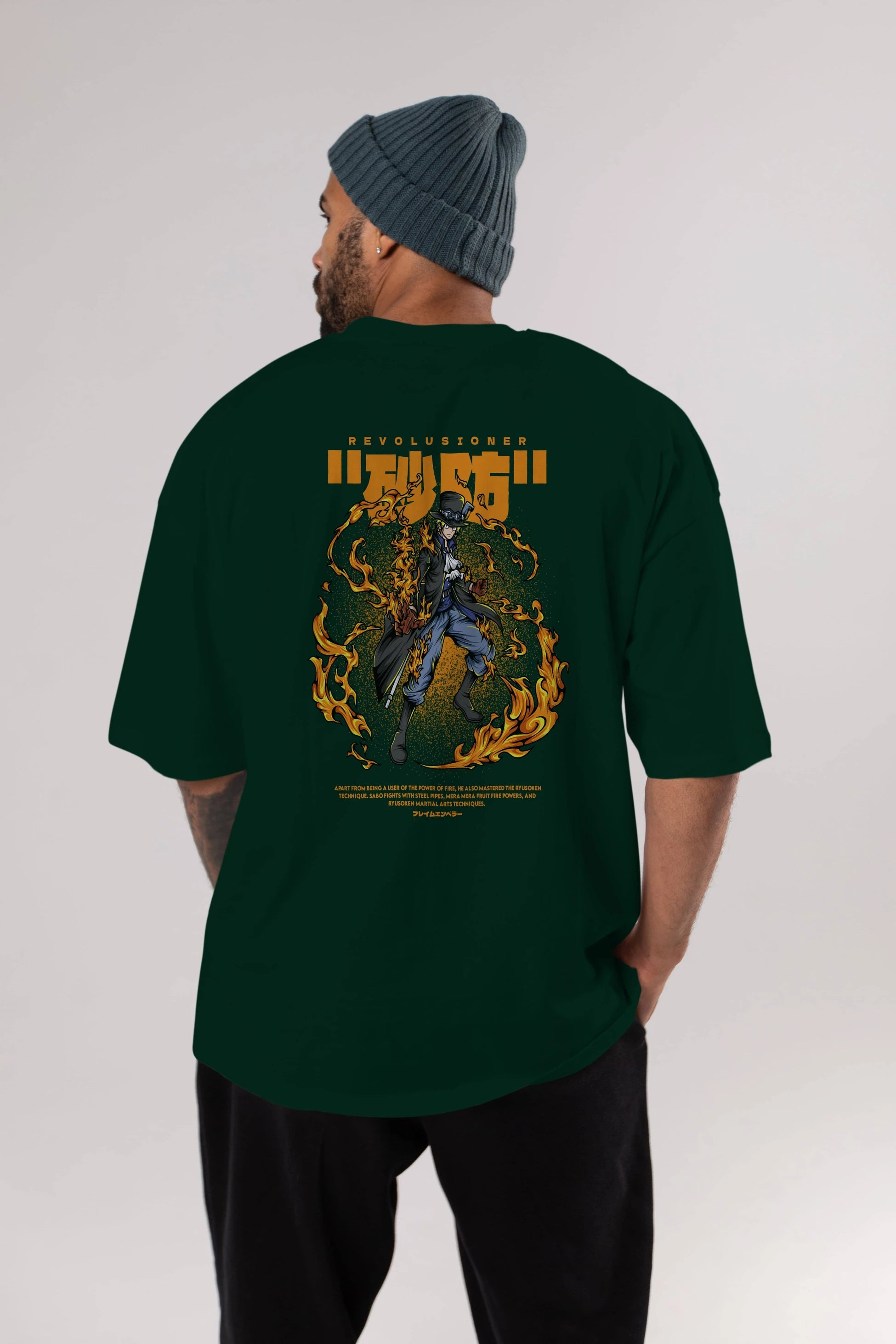 Revolusioner Sabo Anime Arka Baskılı Oversize t-shirt Erkek Kadın Unisex