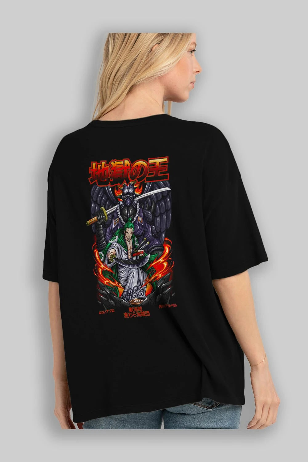 Roronoa Zoro 4 Anime Arka Baskılı Oversize t-shirt Erkek Kadın Unisex