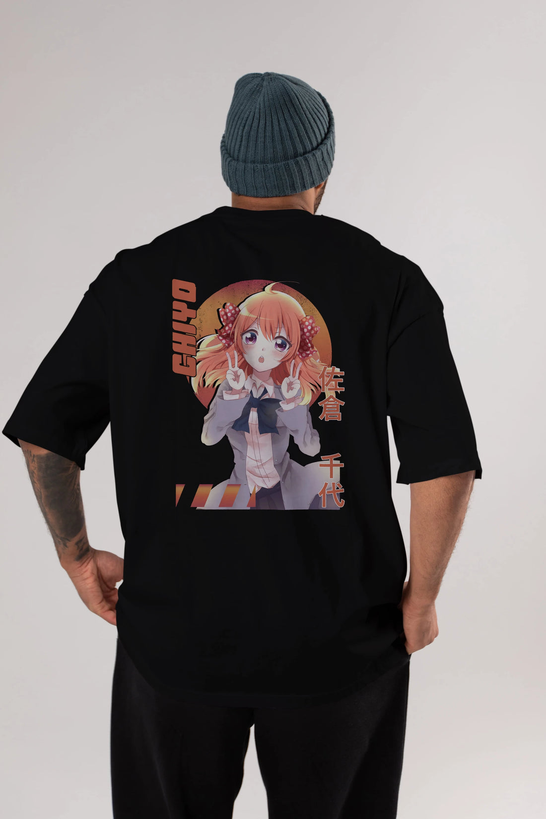 Chiyo Sakura 5 Anime Arka Baskılı Oversize t-shirt Erkek Kadın Unisex