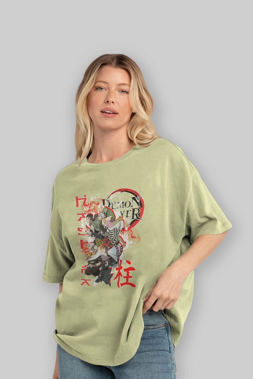 DEMON SLAYER SLAYERS Anime Ön Baskılı Oversize t-shirt %100 pamuk Erkek Kadın Unisex