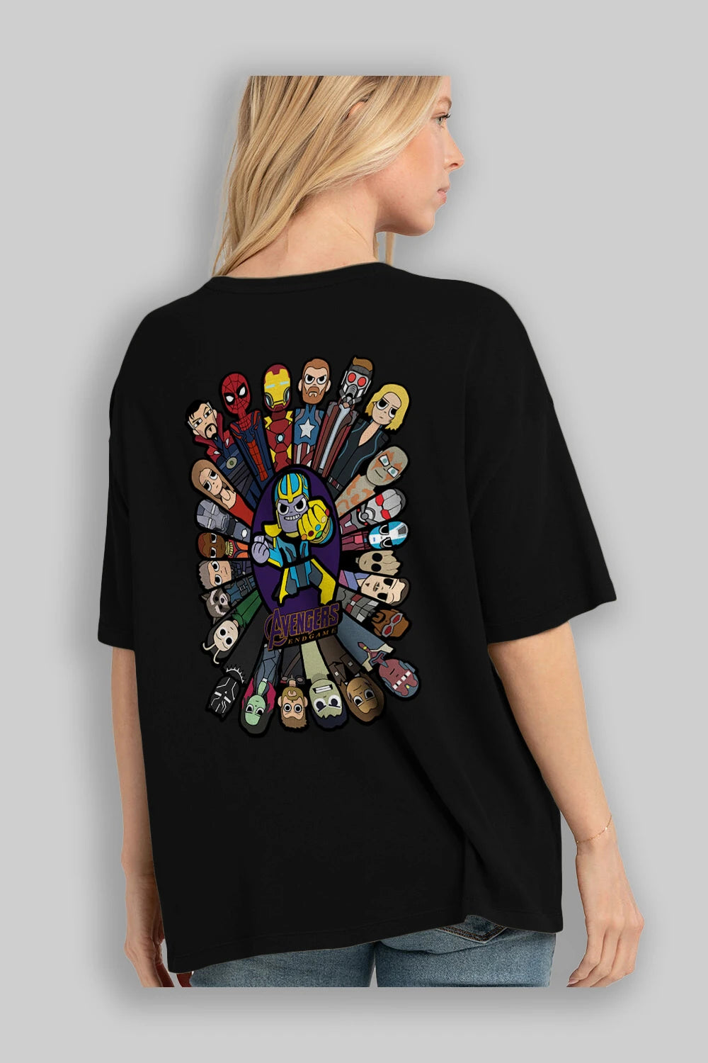 The Avengers (2) Arka Baskılı Oversize t-shirt Erkek Kadın Unisex %100 Pamuk Bisiklet Yaka tişort