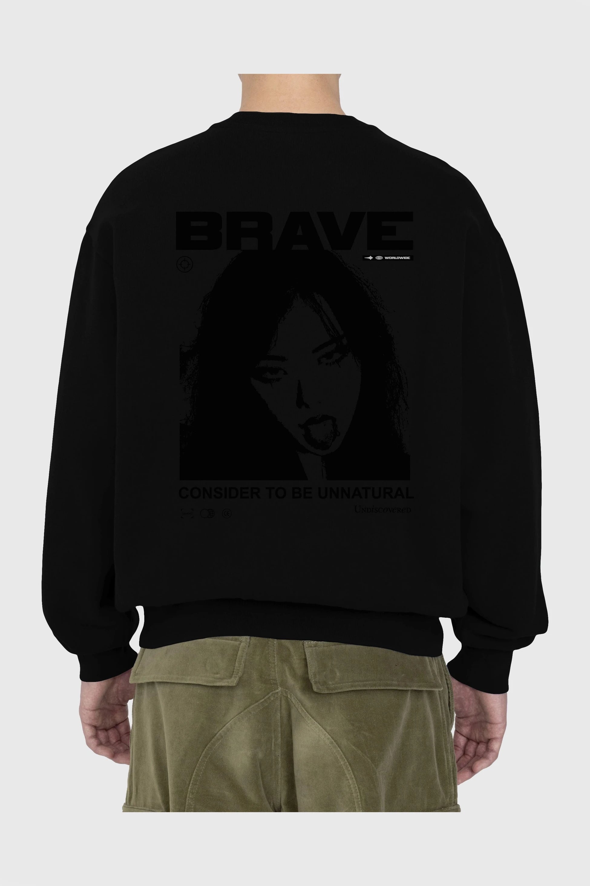 Brave Arka Baskılı Oversize Sweatshirt Erkek Kadın Unisex