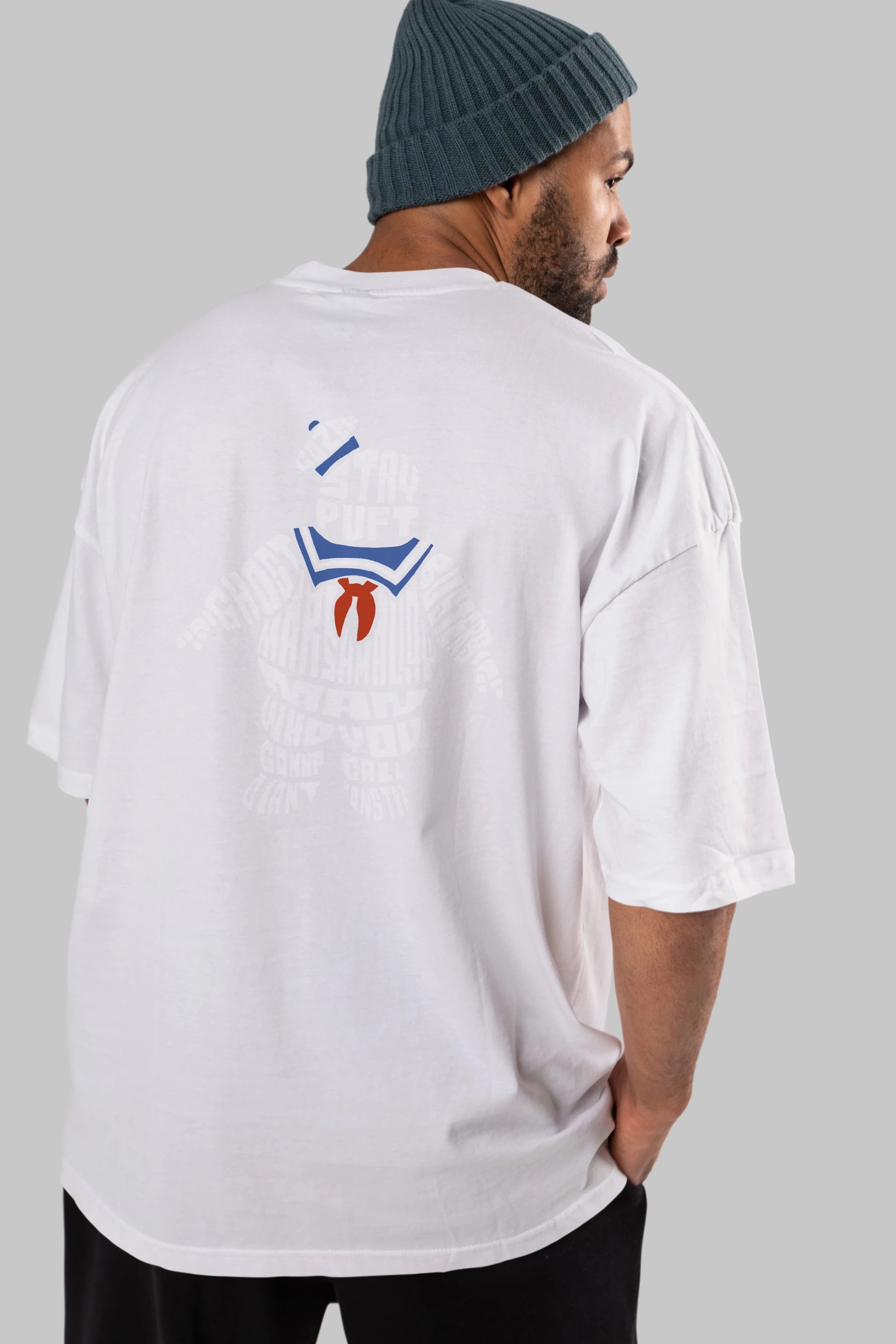 Stay Puft Arka Baskılı Oversize t-shirt %100 pamuk Erkek Kadın Unisex