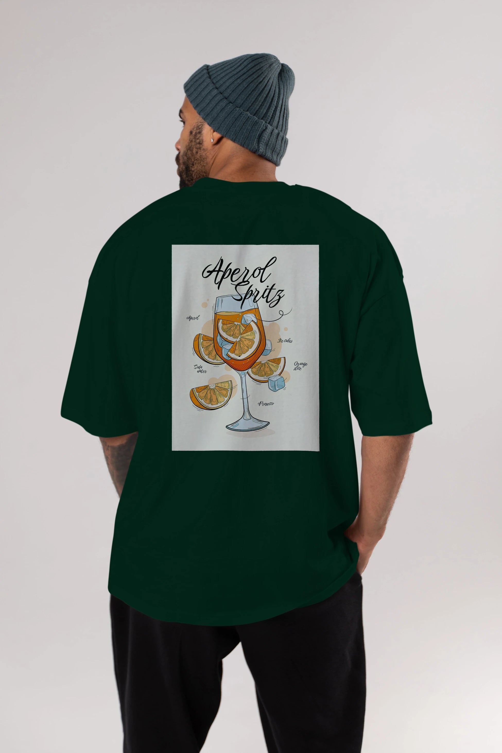 Aperol Spritz 6 Arka Baskılı Oversize t-shirt Erkek Kadın Unisex %100 Pamuk Bisiklet Yaka tişort