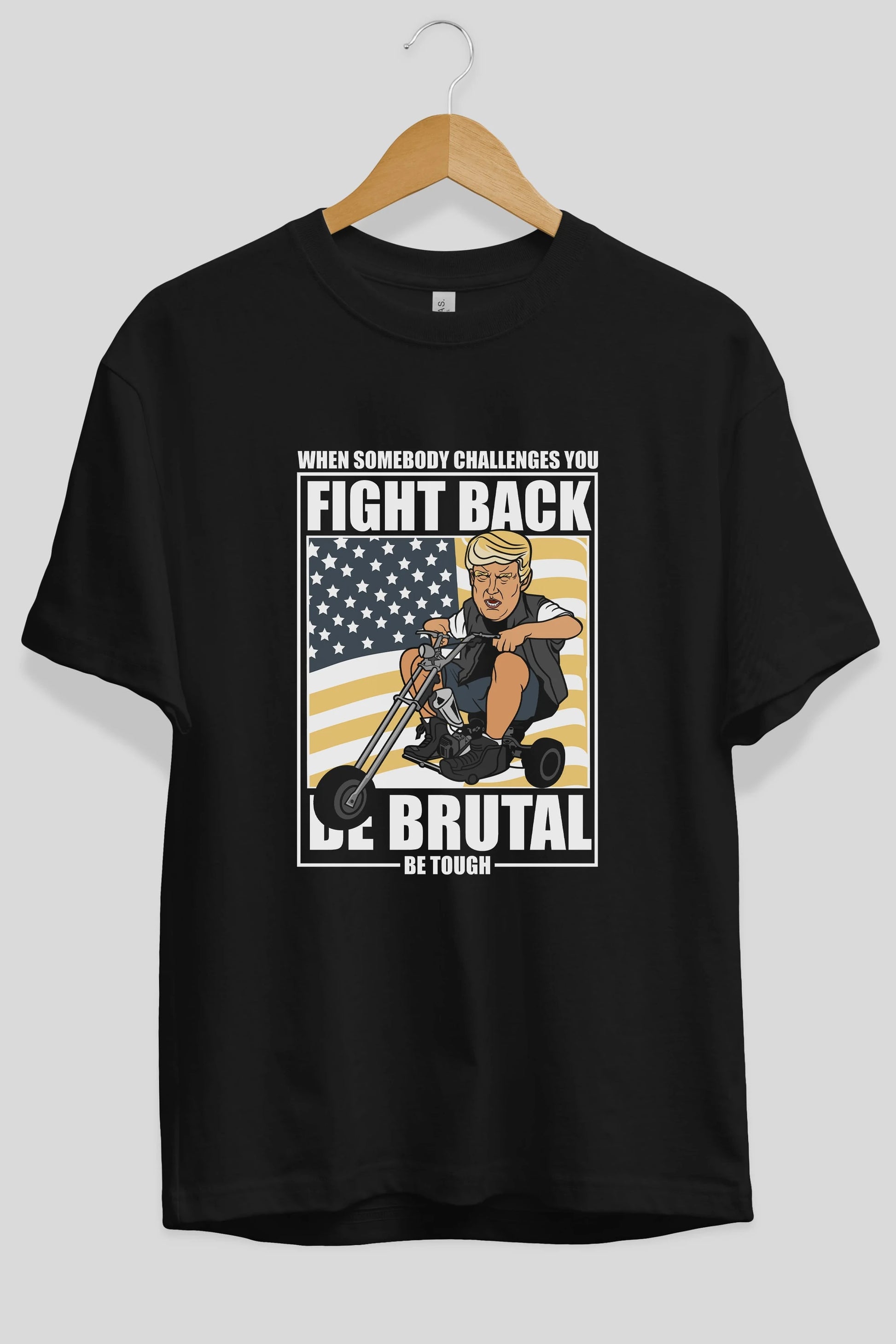 Trump Biker Ön Baskılı Oversize t-shirt Erkek Kadın Unisex %100 Pamuk tişort