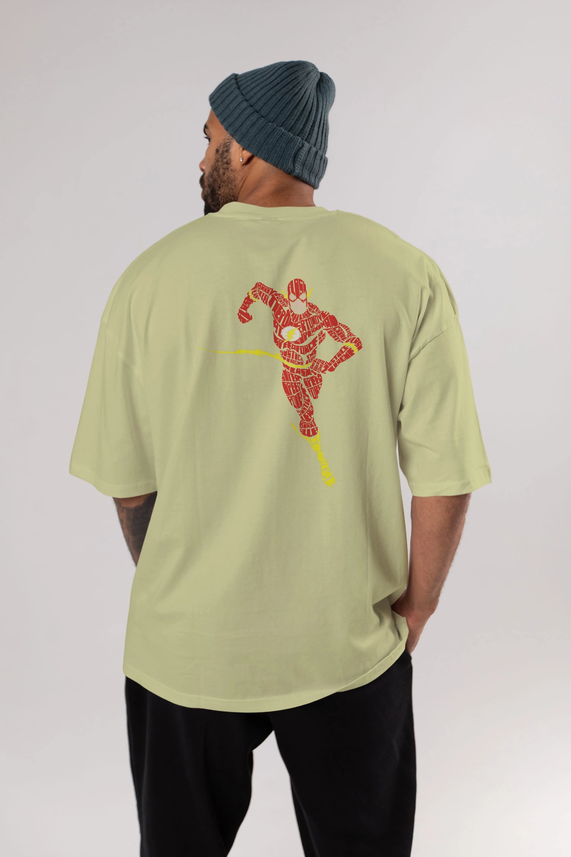The Flash Arka Baskılı Oversize t-shirt %100 pamuk Erkek Kadın Unisex