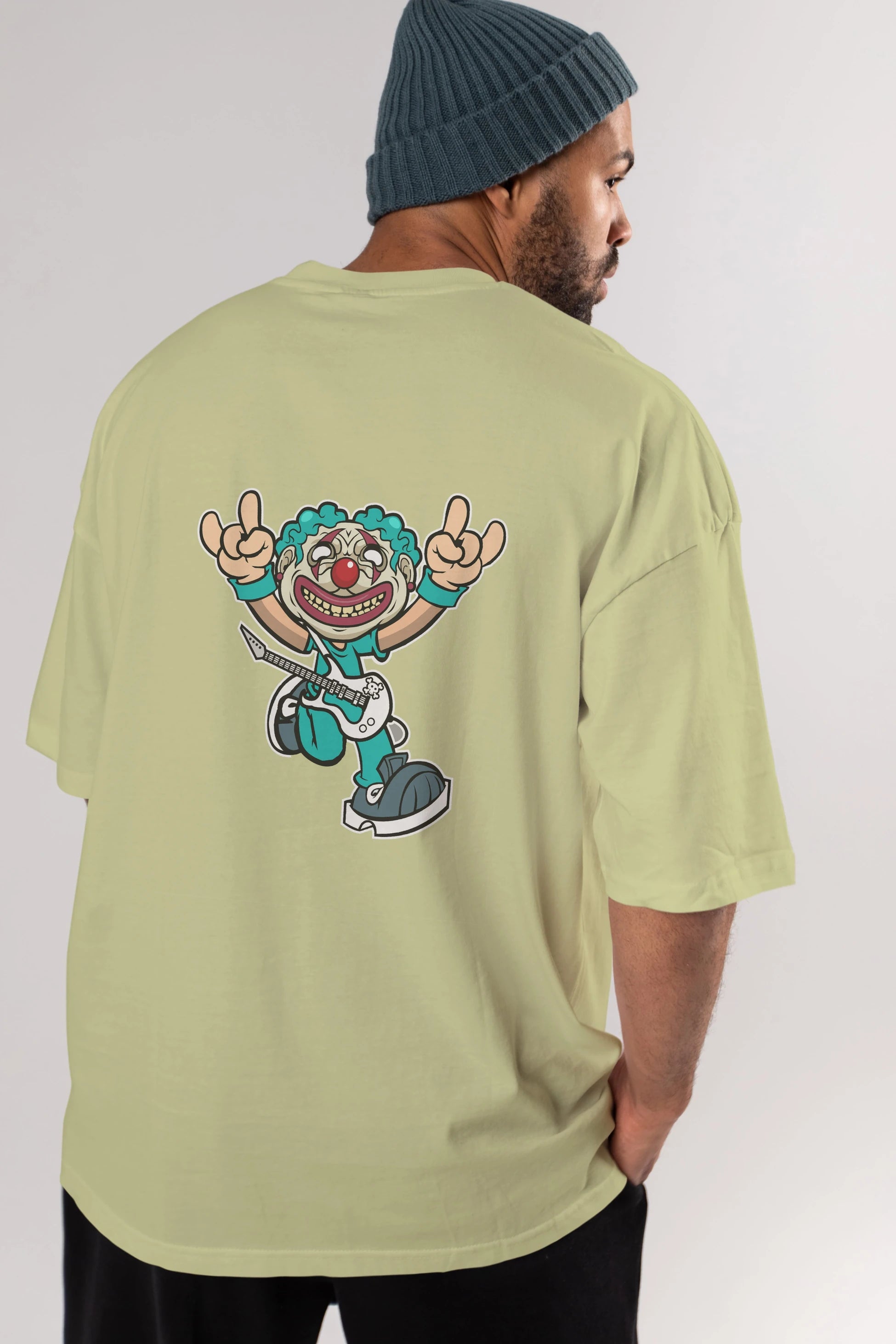 Clown Punk Arka Baskılı Oversize t-shirt Erkek Kadın Unisex %100 Pamuk tişort
