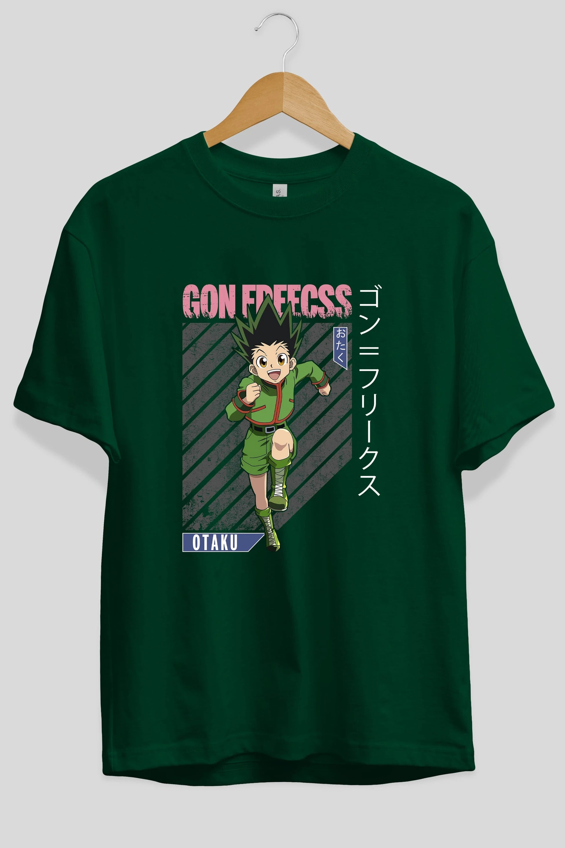 Gon Freecss HUNTER X HUNTER Anime Ön Baskılı Oversize t-shirt %100 pamuk Erkek Kadın Unisex