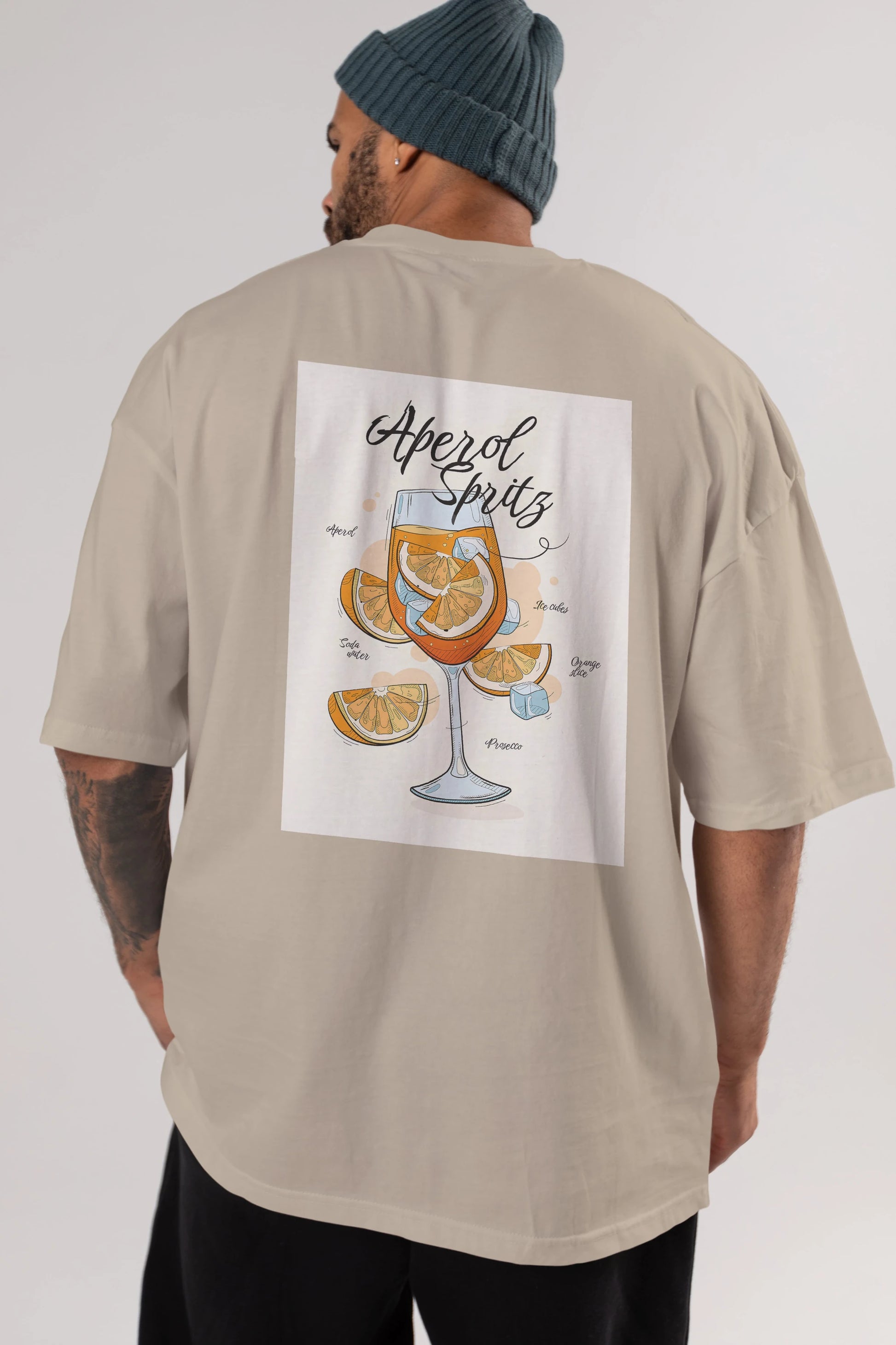 Aperol Spritz 6 Arka Baskılı Oversize t-shirt Erkek Kadın Unisex %100 Pamuk Bisiklet Yaka tişort