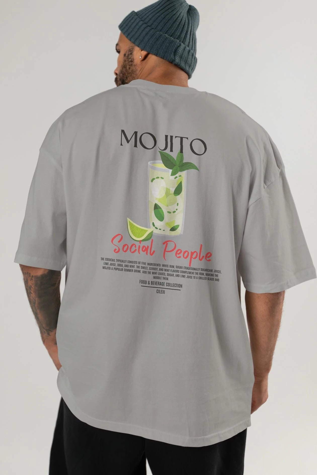 Mojıto Kokteyl Serisi Baskılı Oversize t-shirt Erkek Kadın Unisex %100 Pamuk Bisiklet Yaka tişort