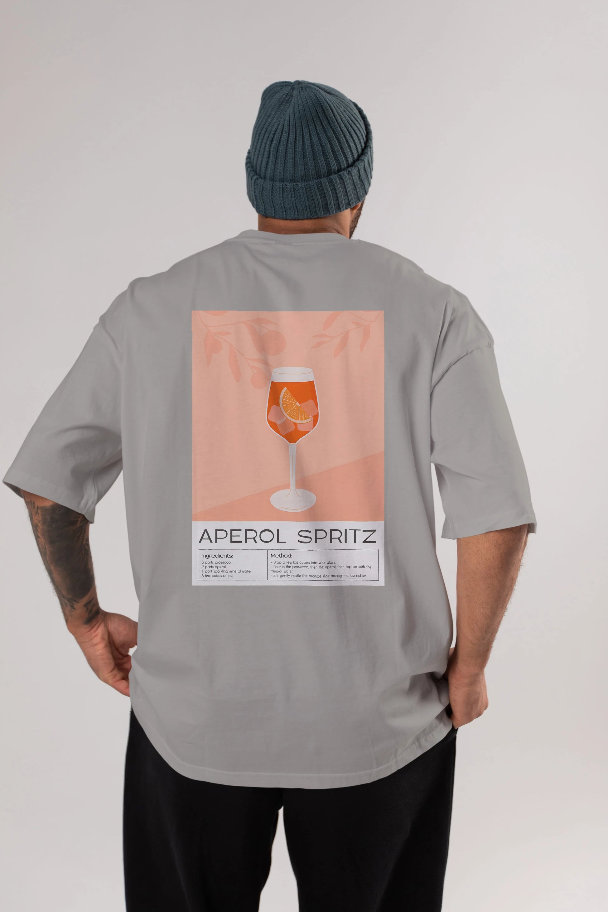 Aperol Spritz 7 Arka Baskılı Oversize t-shirt Erkek Kadın Unisex %100 Pamuk Bisiklet Yaka tişort