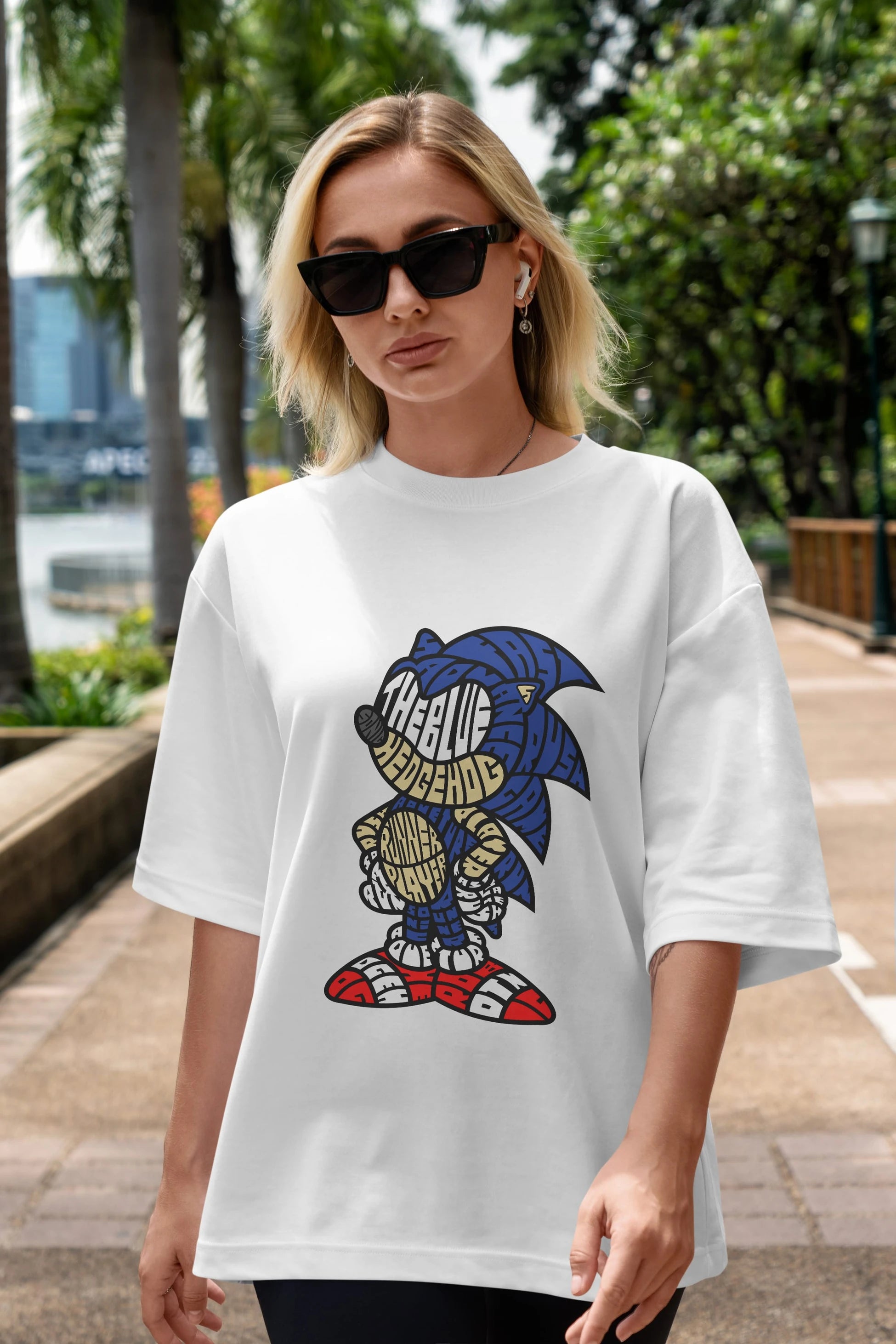 The Blue Hedgehog Ön Baskılı Oversize t-shirt %100 pamuk Erkek Kadın Unisex