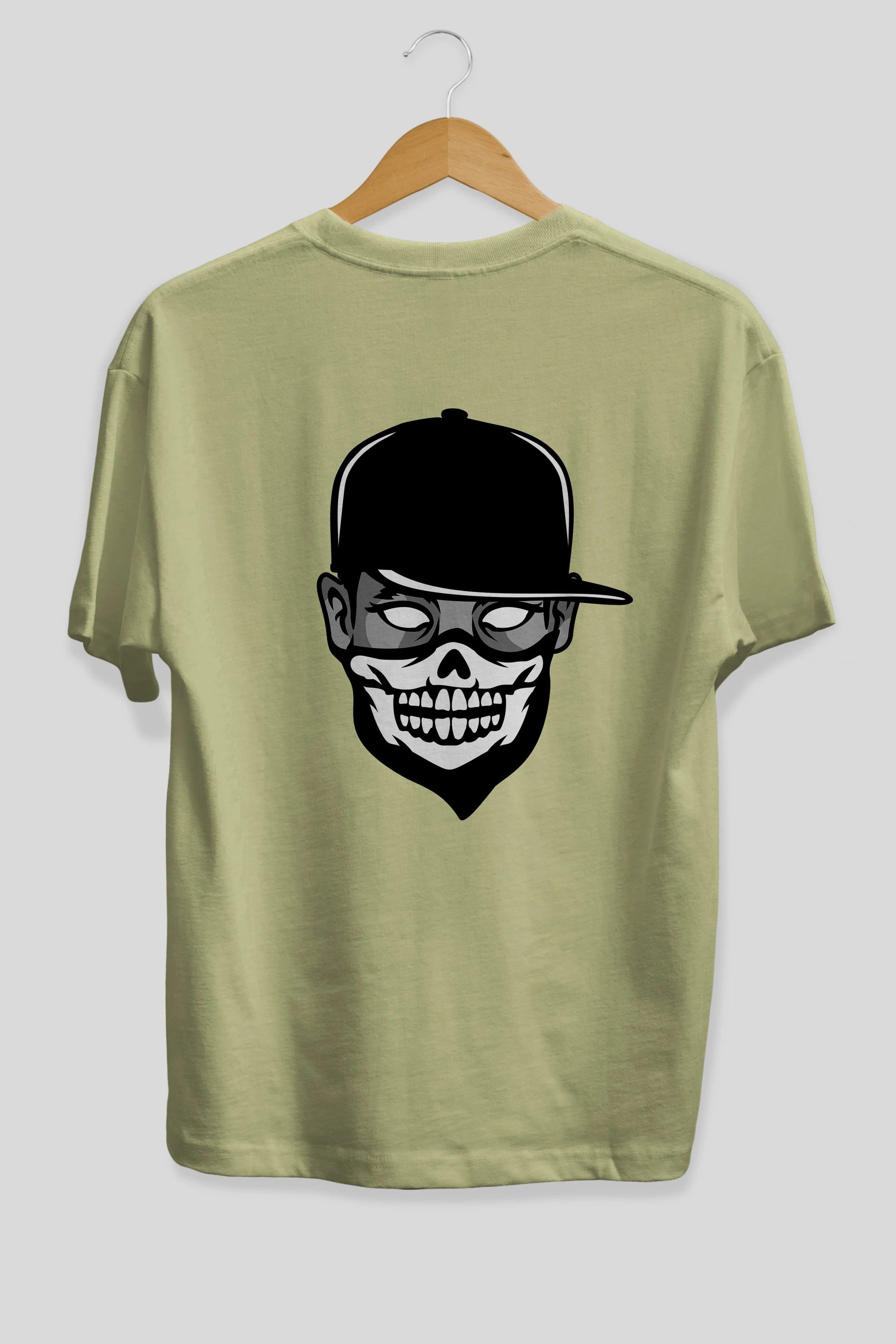 Skull Mask Arka Baskılı Oversize t-shirt Erkek Kadın Unisex %100 Pamuk tişort
