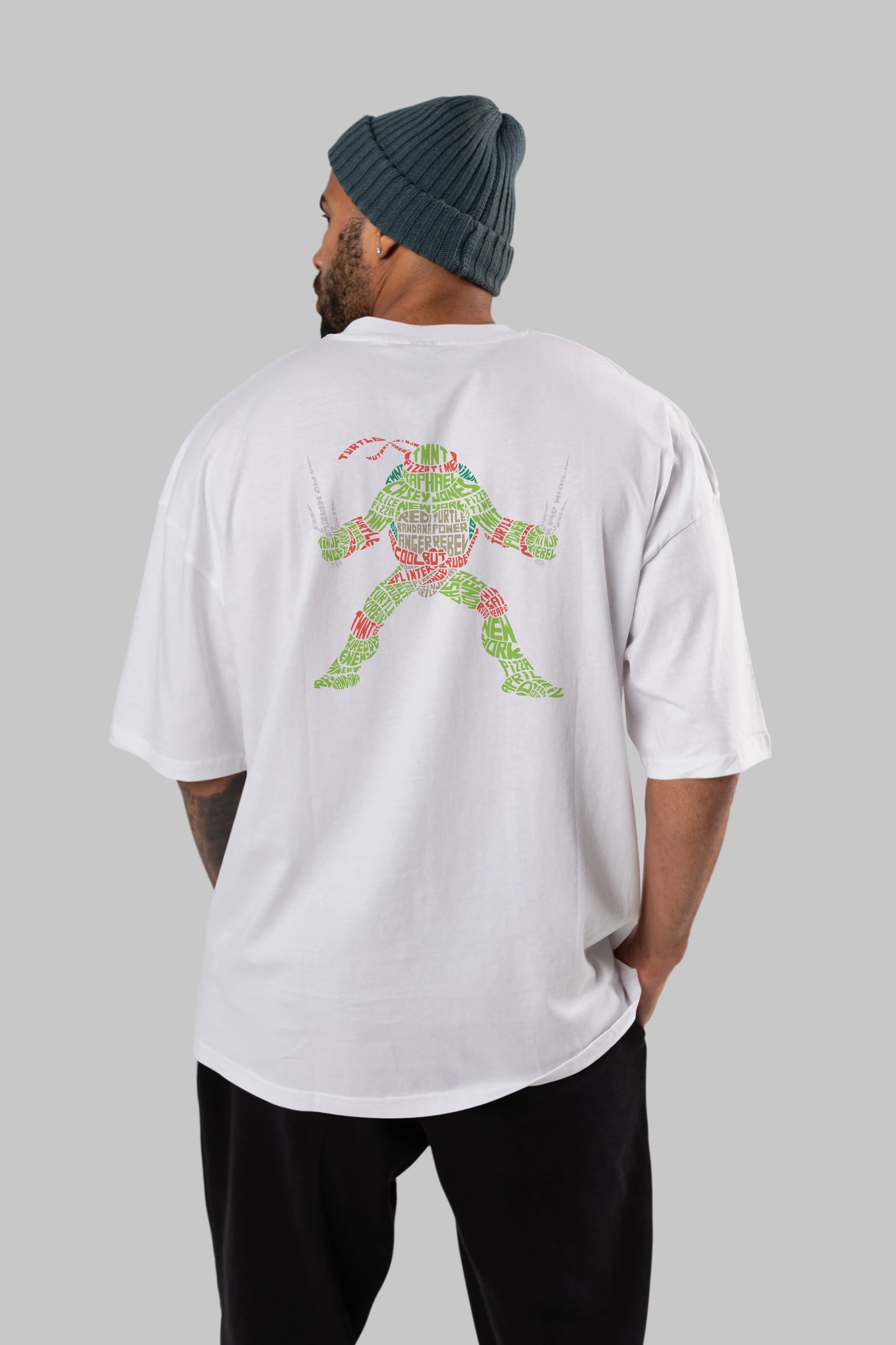 Ninja Turtle Arka Baskılı Oversize t-shirt %100 pamuk Erkek Kadın Unisex