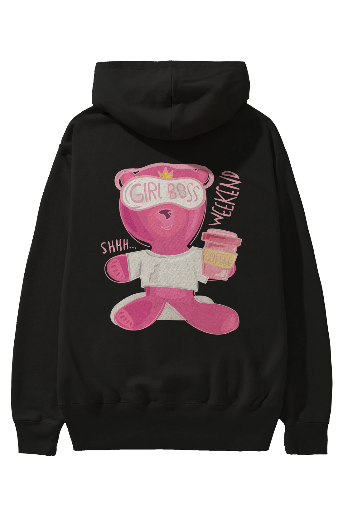 Girl Boss Bear Arka Baskılı Hoodie Oversize Kapüşonlu Sweatshirt Erkek Kadın Unisex