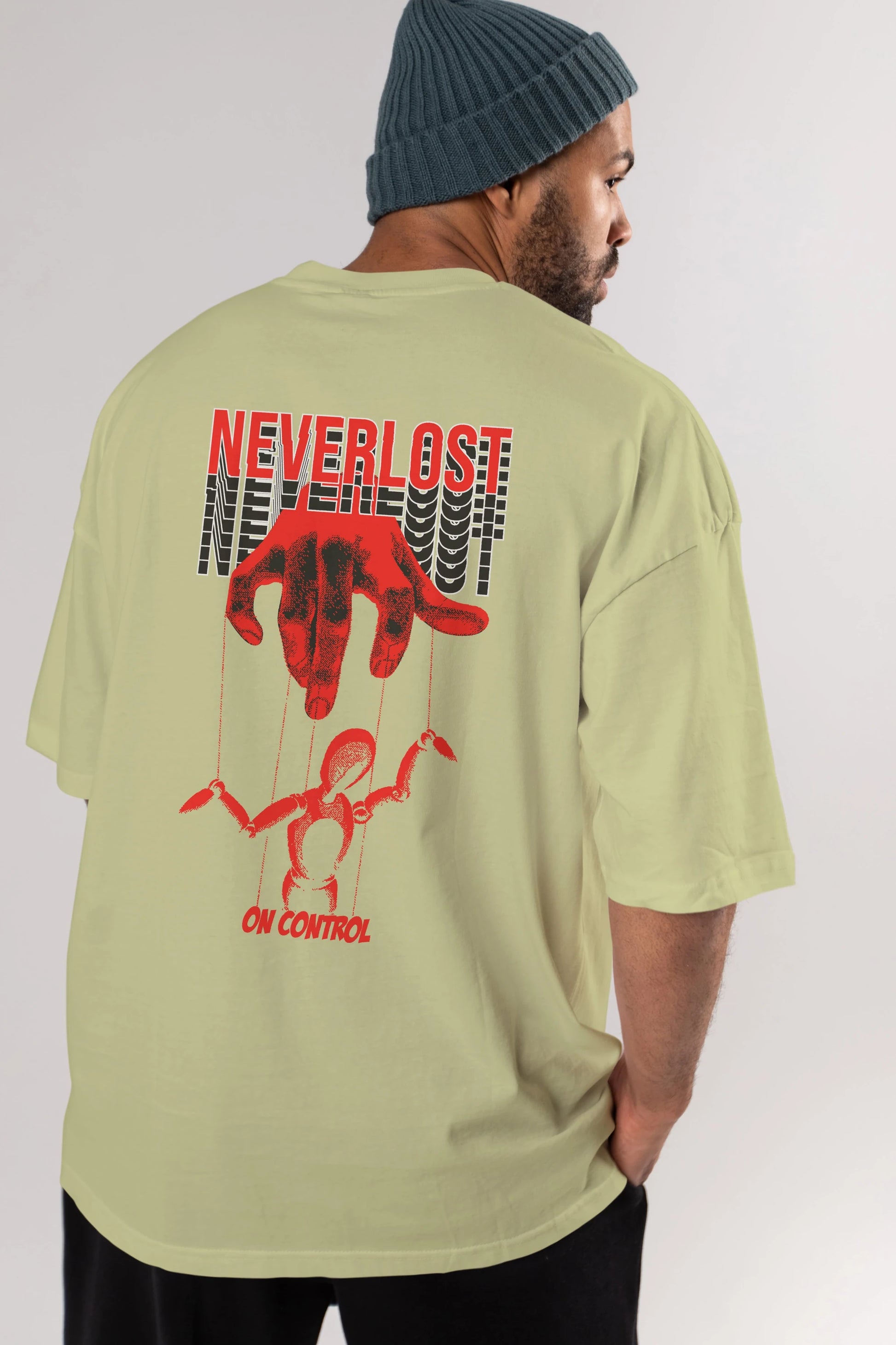 Neverlost on Control Arka Baskılı Oversize t-shirt Erkek Kadın Unisex