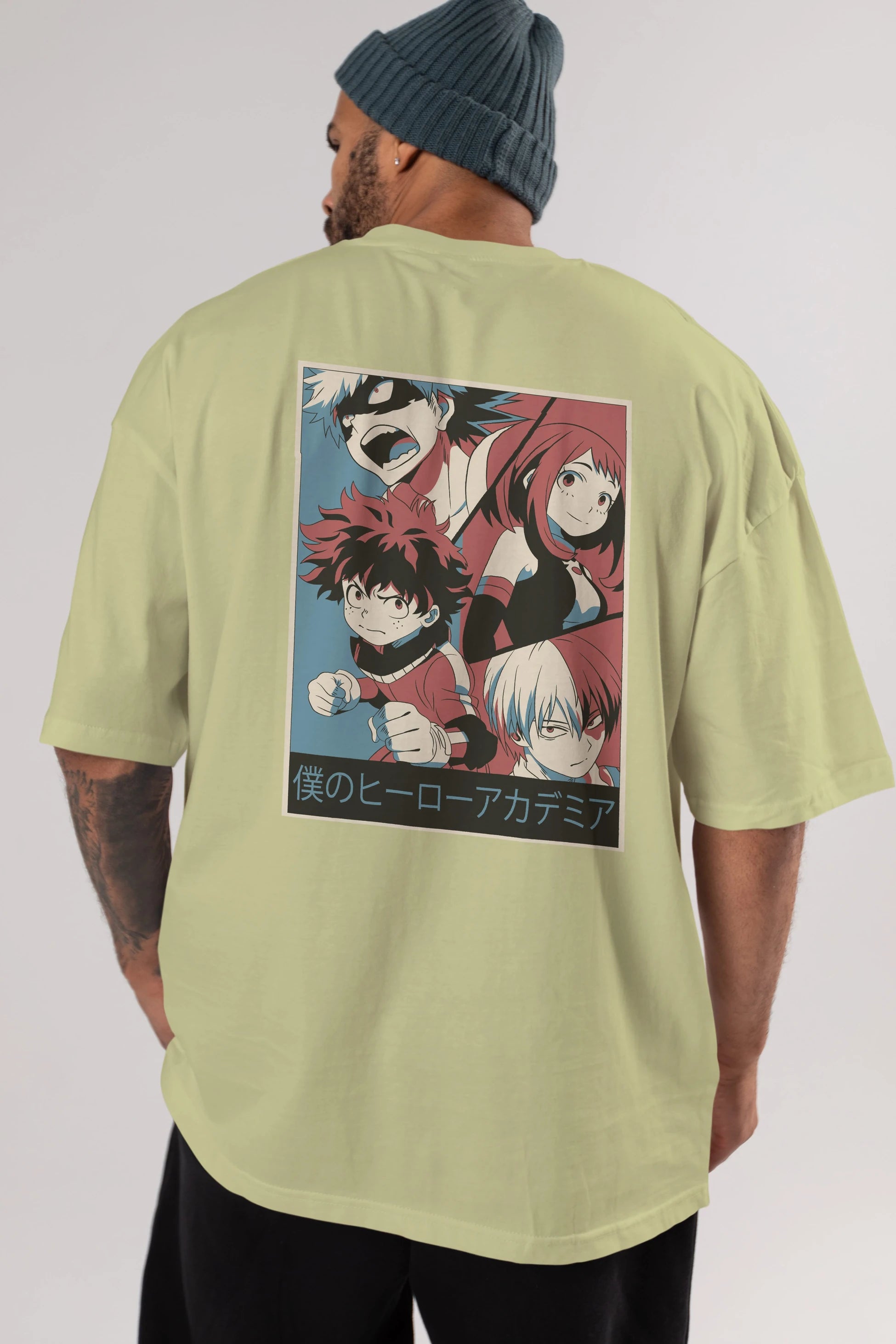 BokuNoHero Anime Arka Baskılı Oversize t-shirt Erkek Kadın Unisex