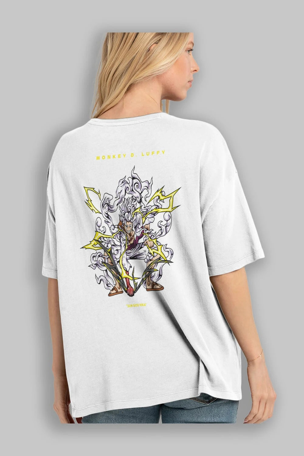 Monkey D. Luffy Anime Arka Baskılı Oversize t-shirt Erkek Kadın Unisex