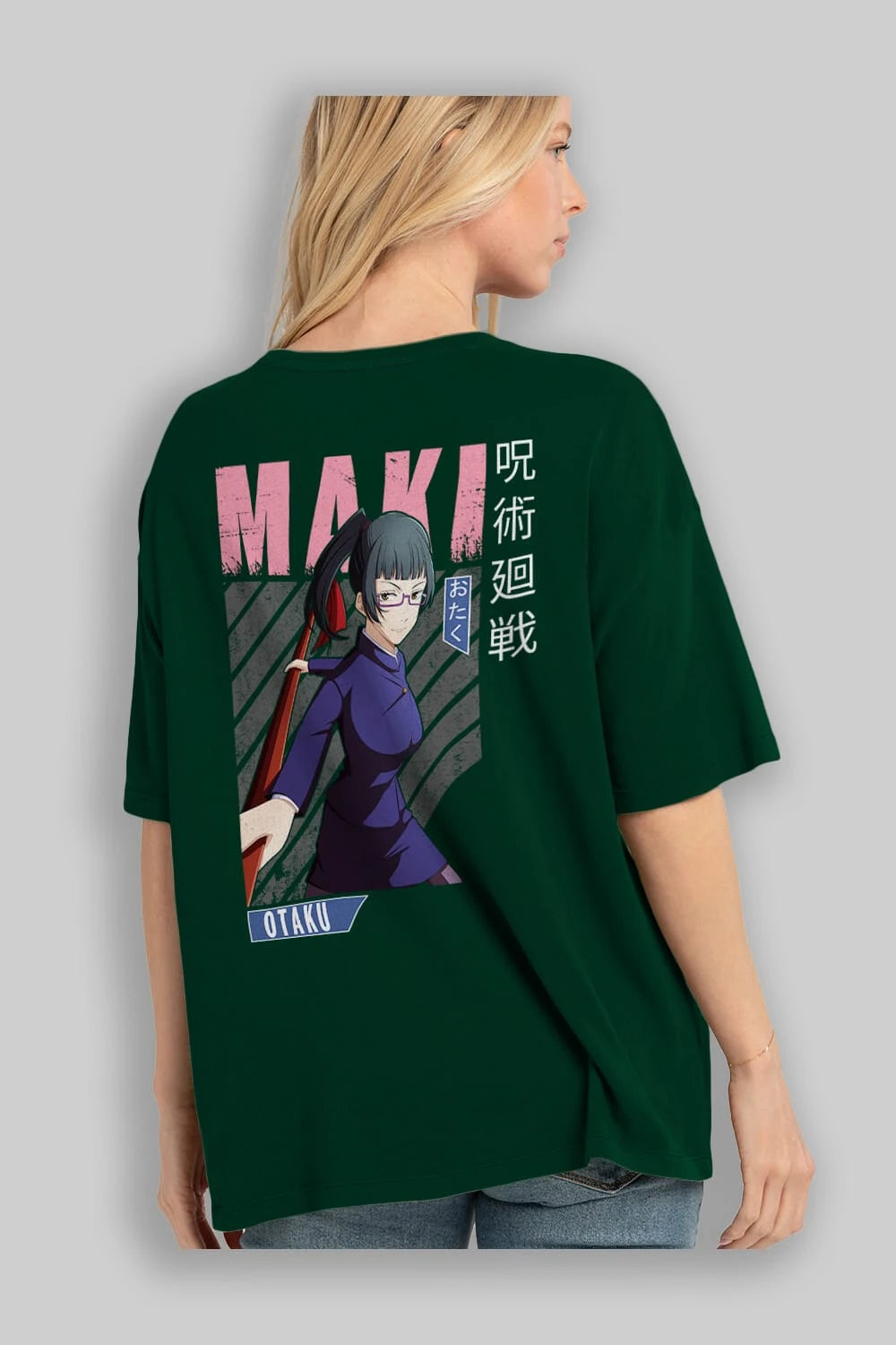 Maki Zenin CHAINSAWMAN Anime Arka Baskılı Oversize t-shirt Erkek Kadın Unisex