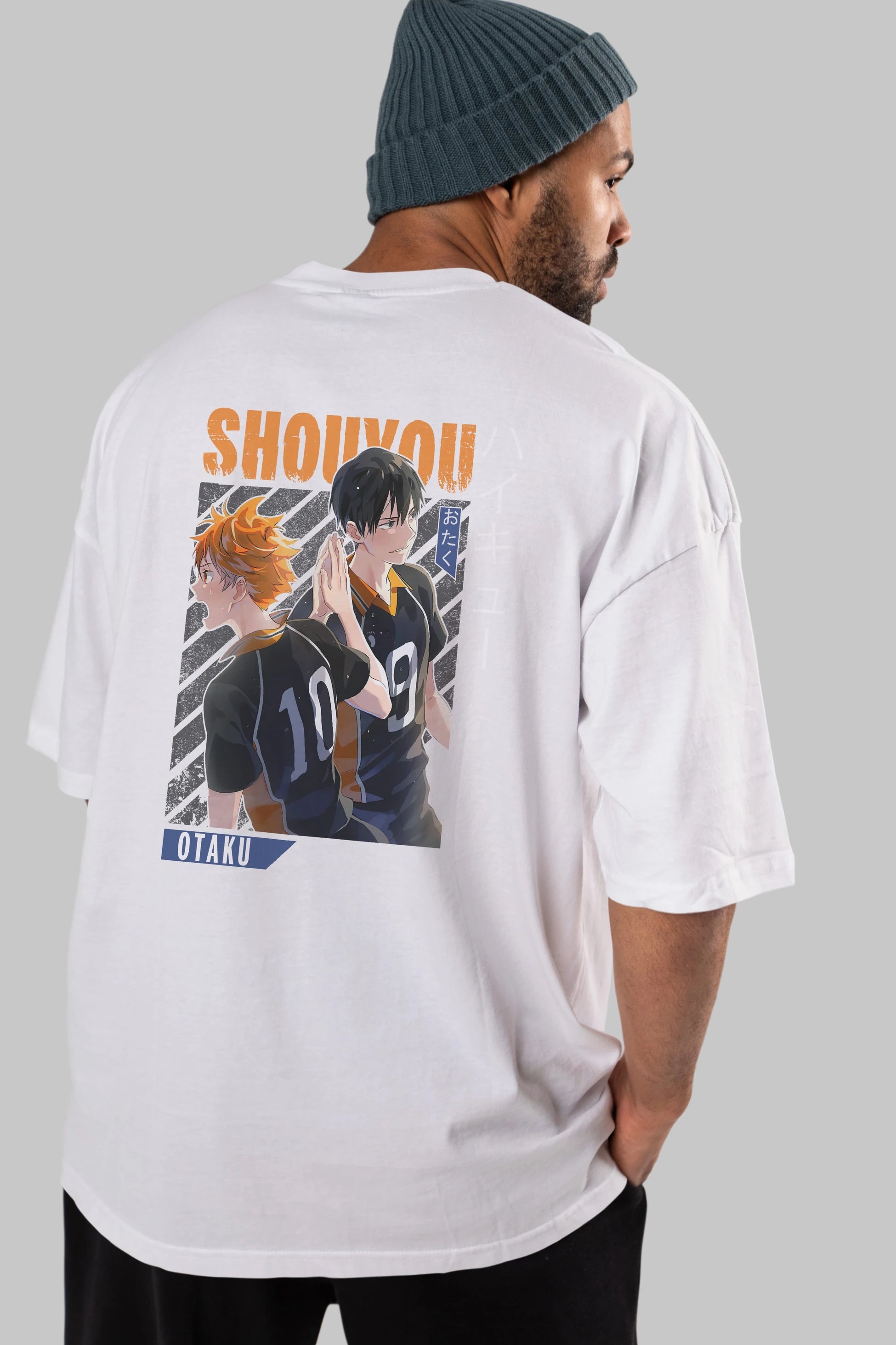 Shouyou Hinata 12 Anime Arka Baskılı Oversize t-shirt Erkek Kadın Unisex