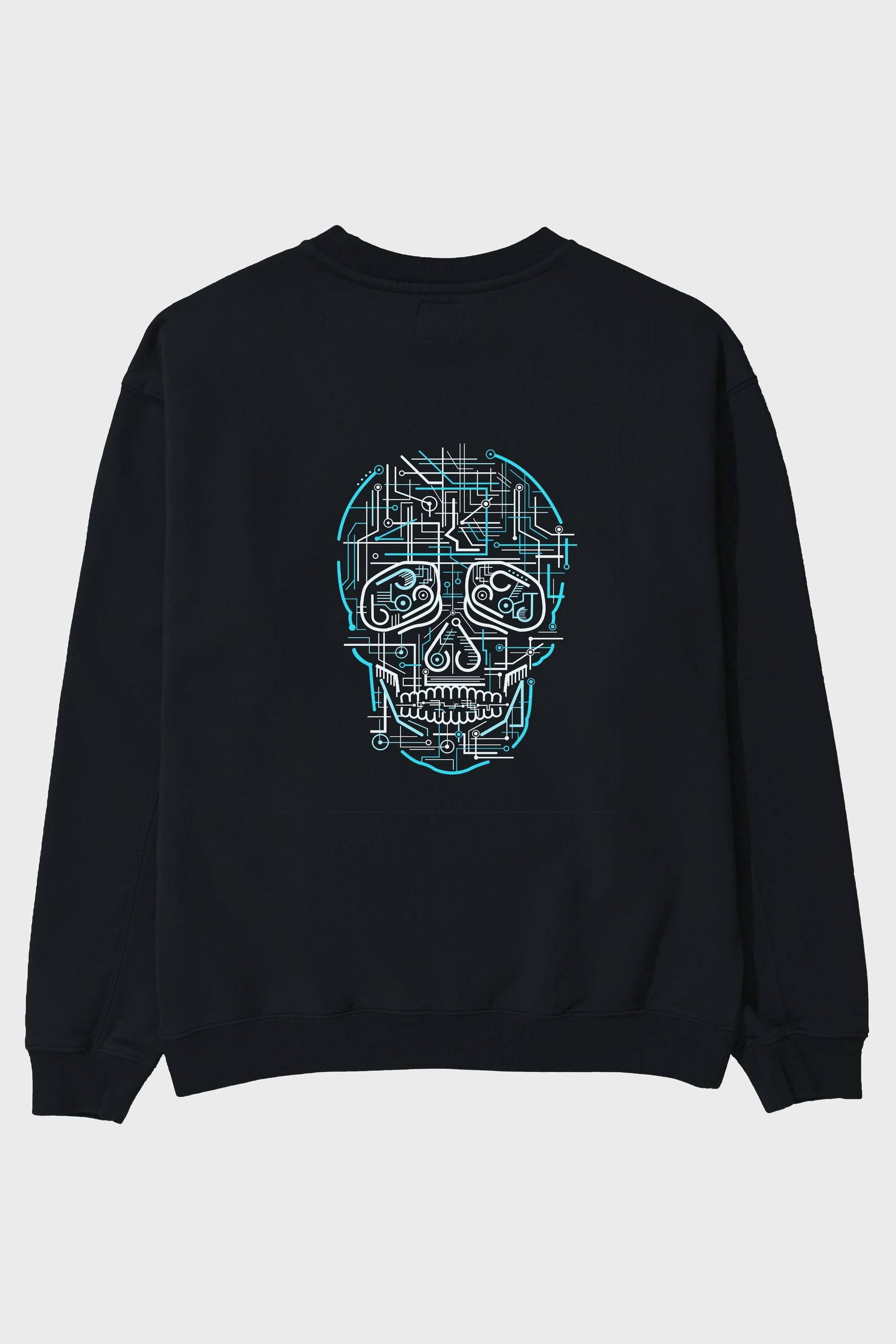 Electric Skull Arka Baskılı Oversize Sweatshirt Erkek Kadın Unisex