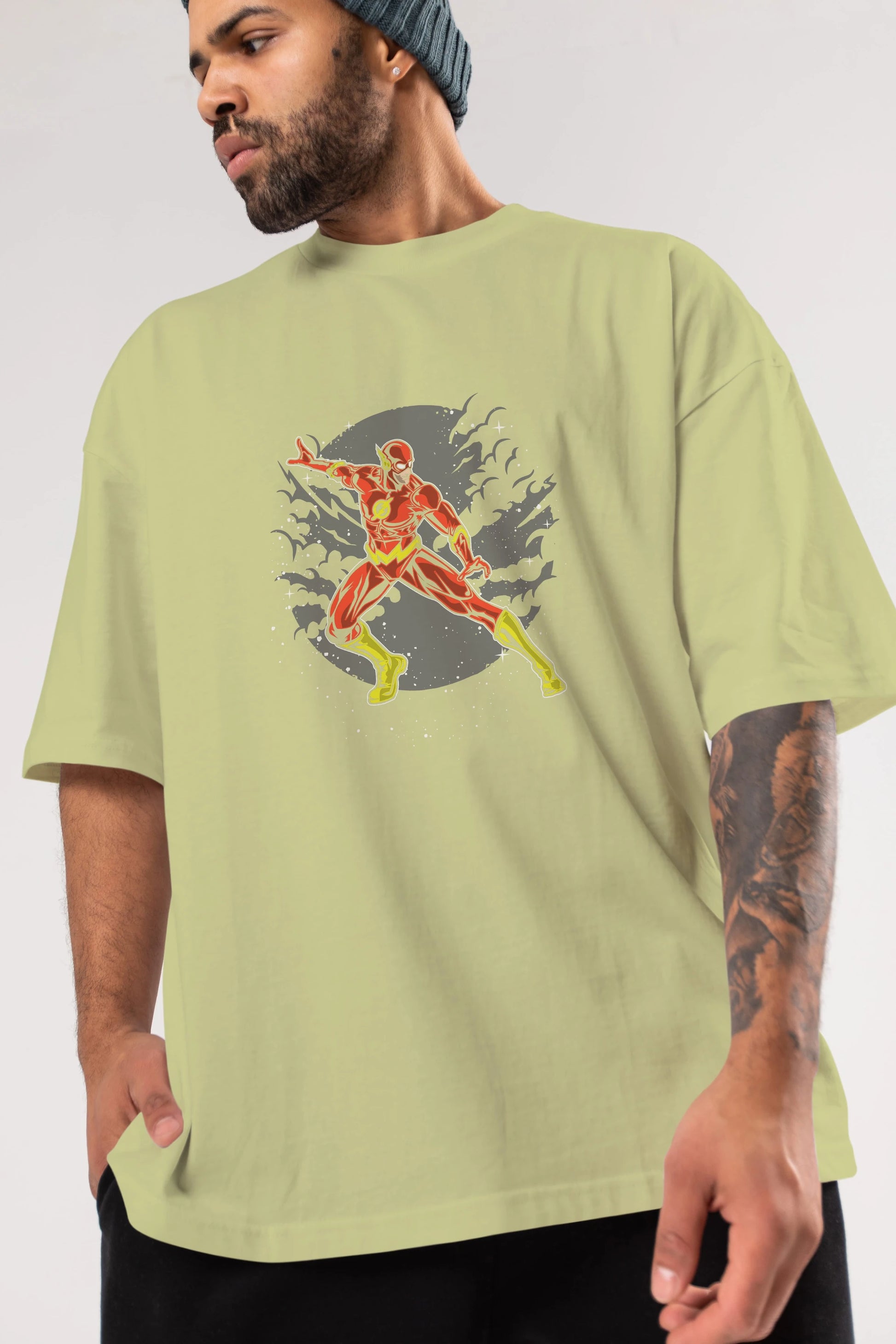 The Flash Ön Baskılı Oversize t-shirt Erkek Kadın Unisex %100 Pamuk tişort