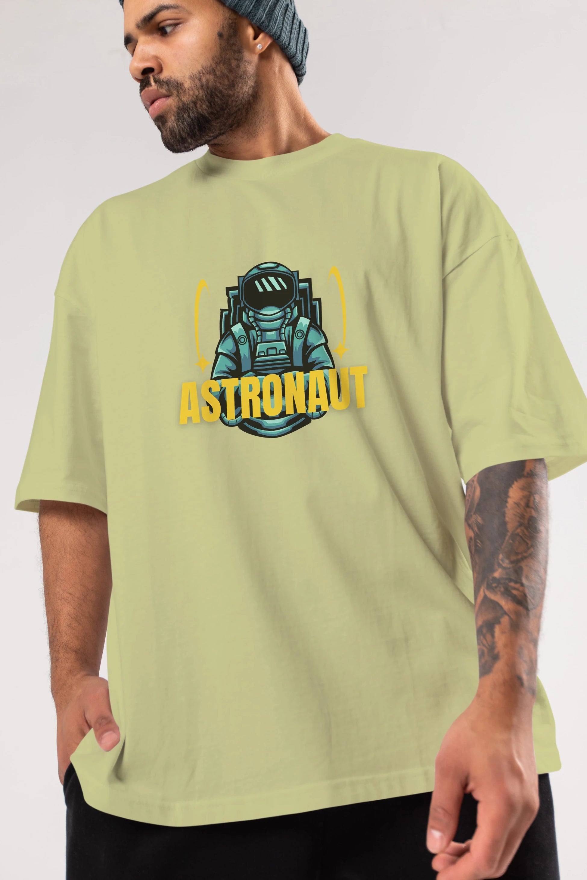 Astronaut Ön Baskılı Oversize t-shirt Erkek Kadın Unisex