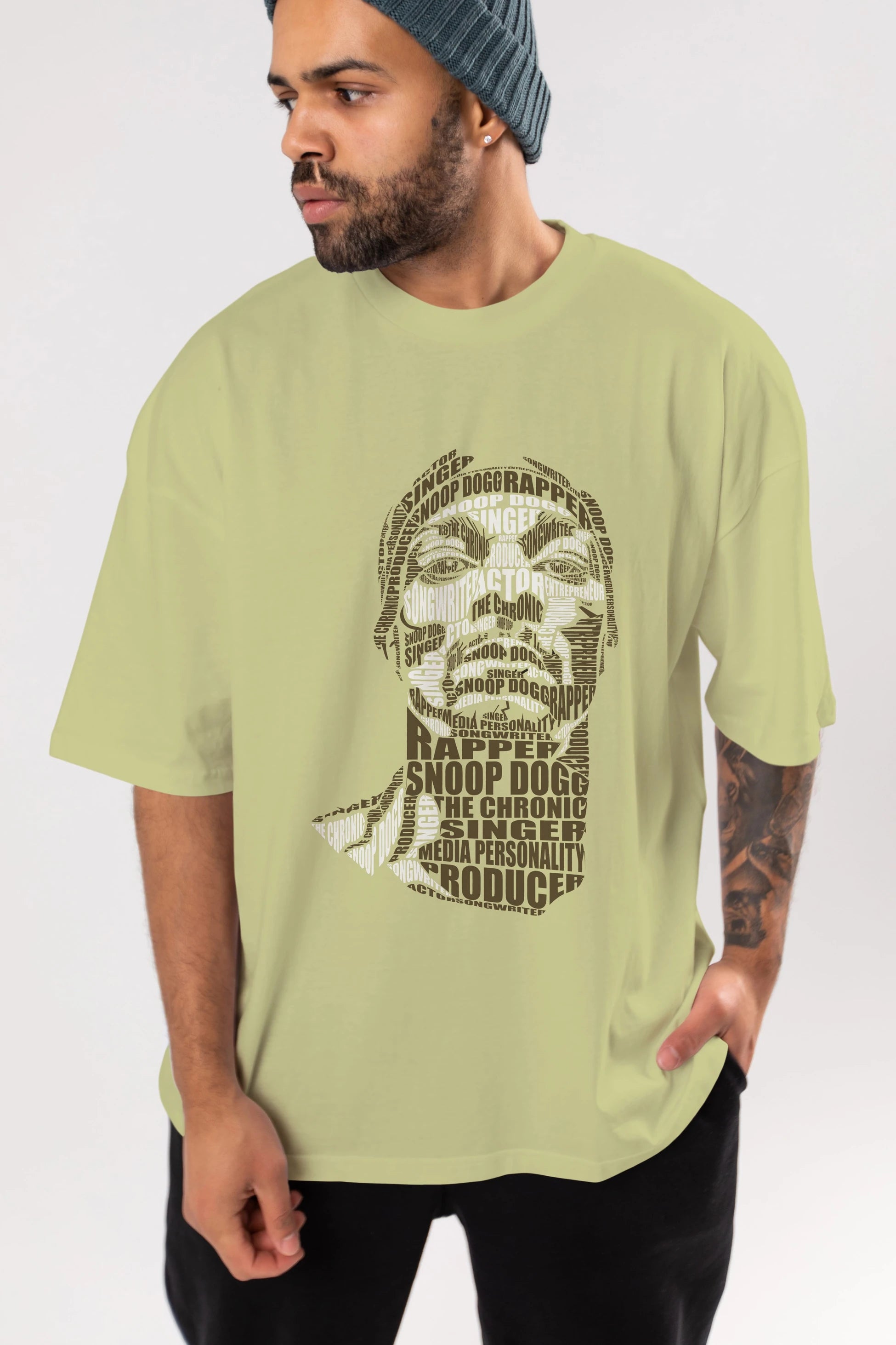 Snoop Dogg Calligram Ön Baskılı Oversize t-shirt %100 pamuk Erkek Kadın Unisex