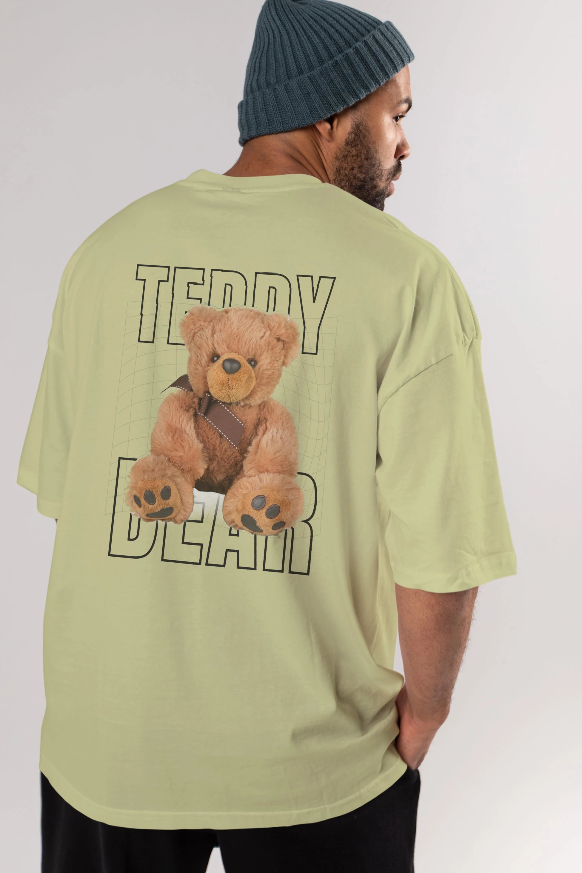 Teddy Bear Yazılı Arka Baskılı Oversize t-shirt Erkek Kadın Unisex %100 Pamuk