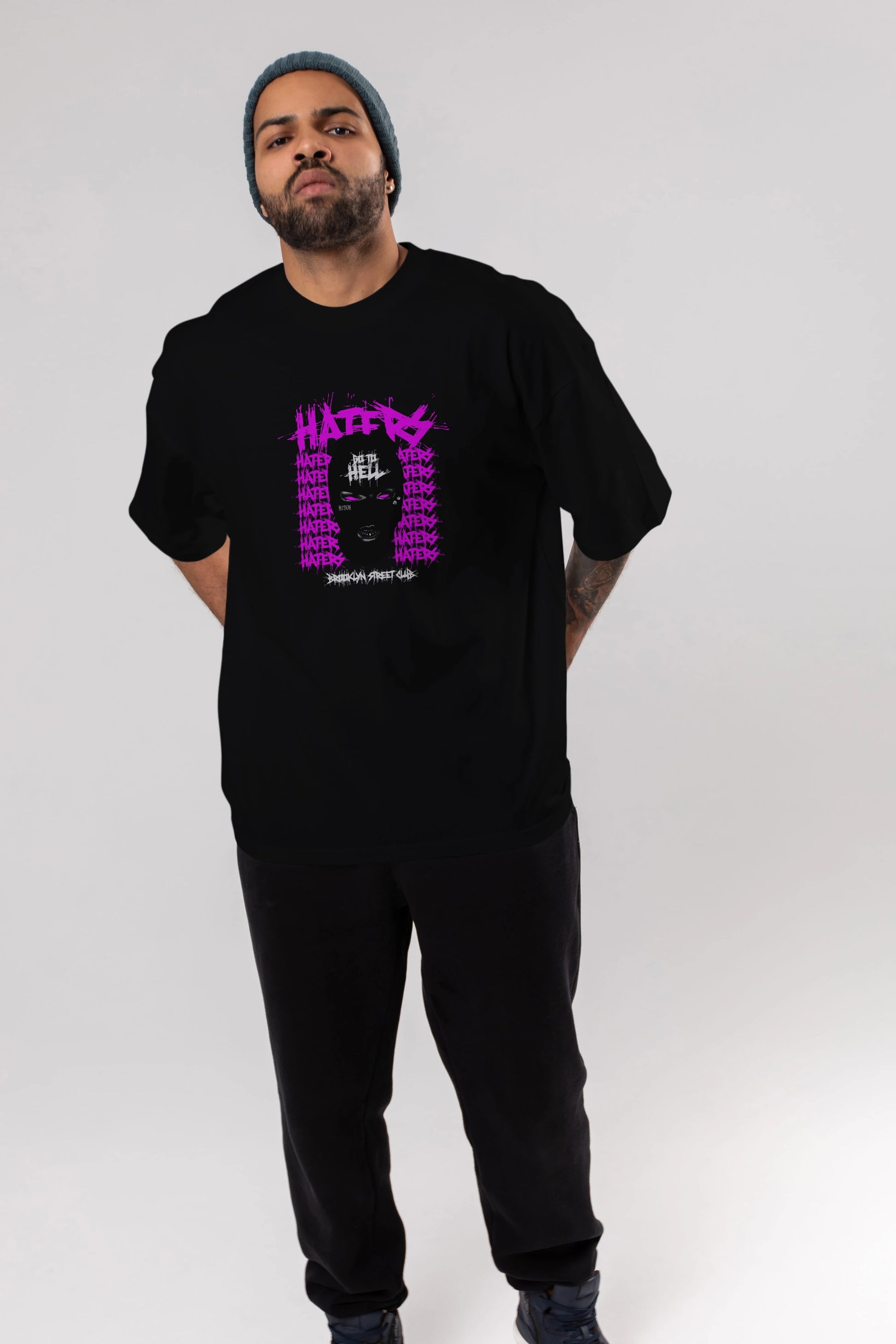 Haters Brooklyn Street Club Ön Baskılı Oversize t-shirt Erkek Kadın Unisex