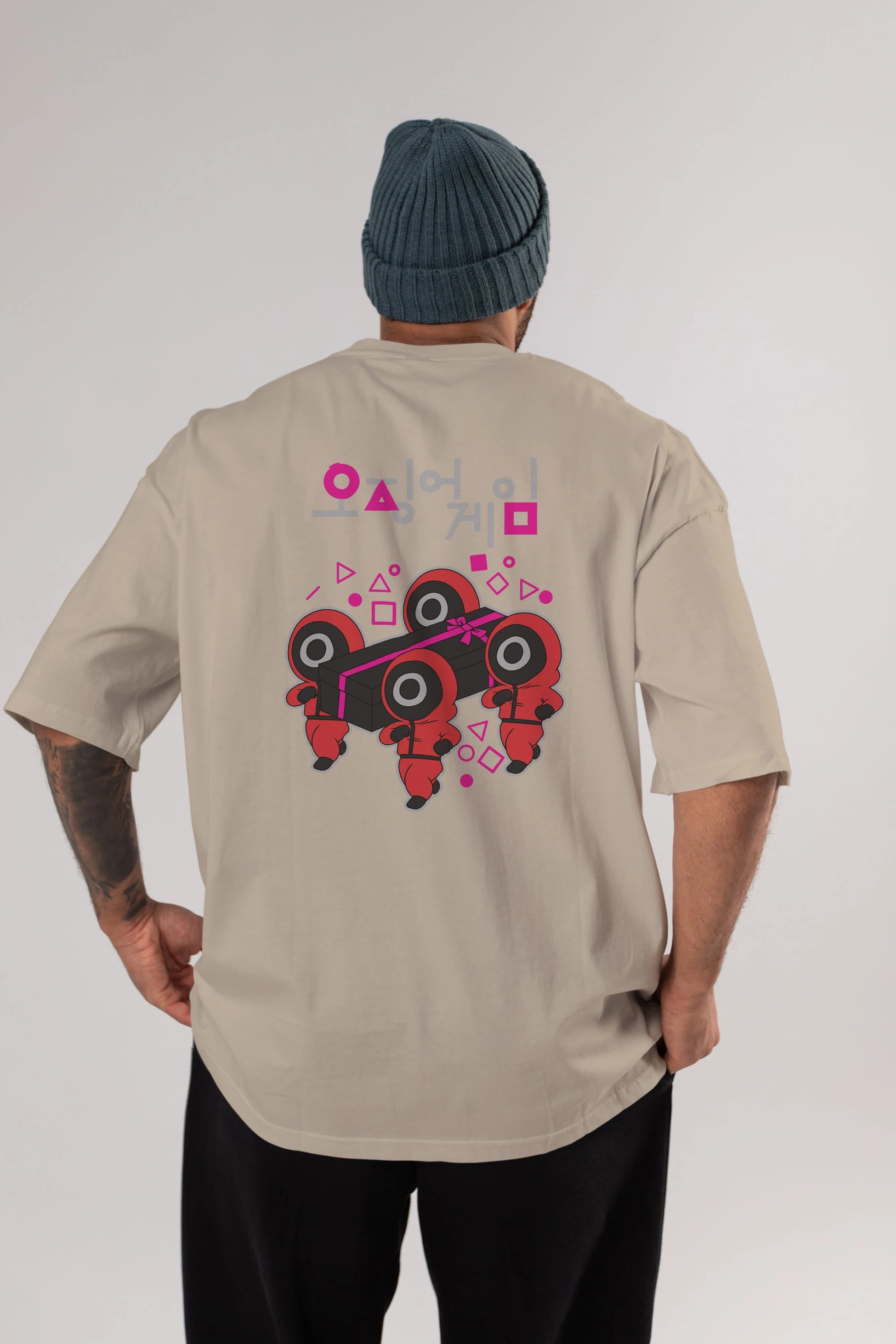 Squid Game (6) Arka Baskılı Oversize t-shirt Erkek Kadın Unisex %100 Pamuk Bisiklet Yaka tişort