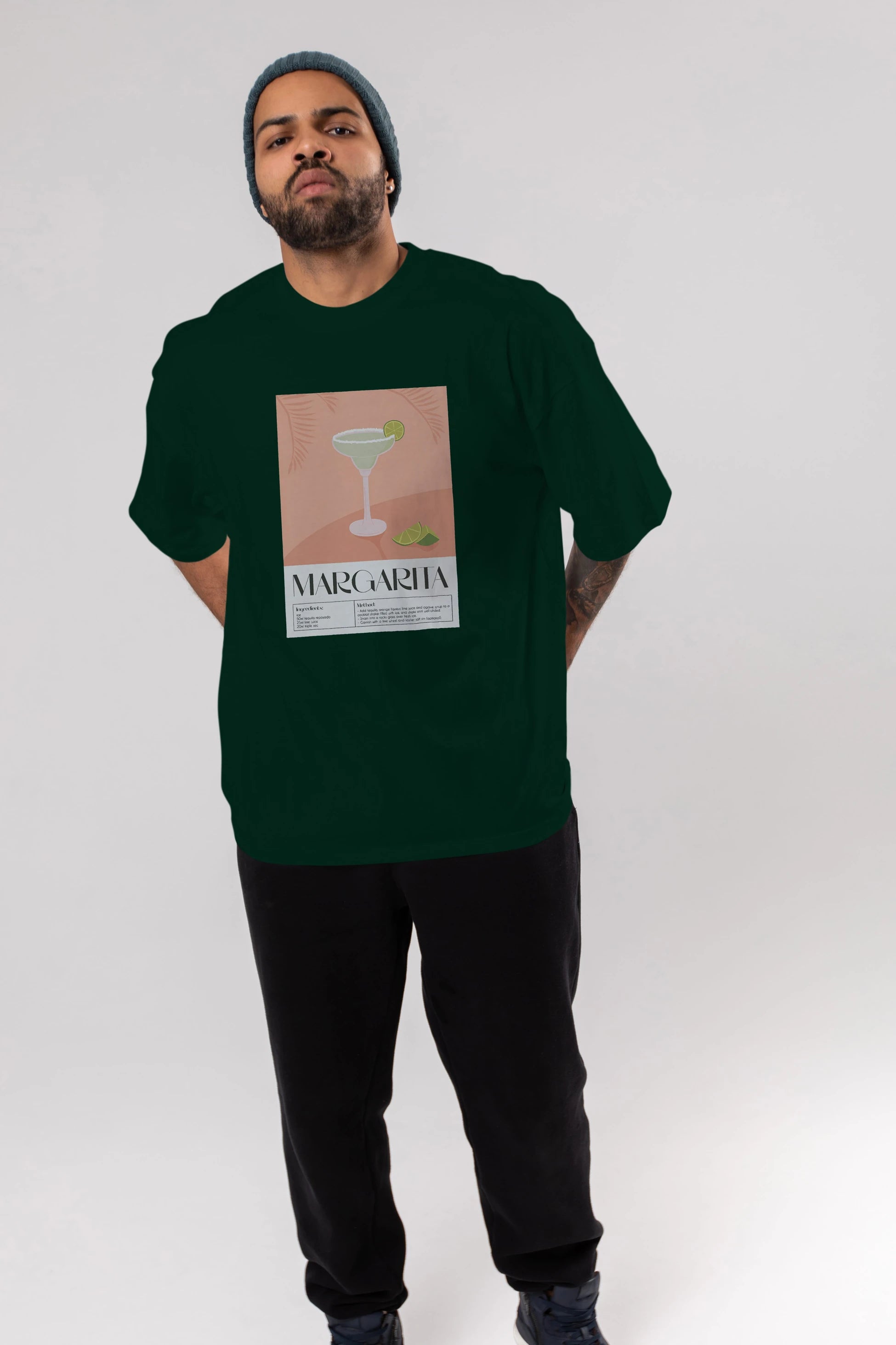 Margarita 5 Ön Baskılı Oversize t-shirt Erkek Kadın Unisex %100 Pamuk Bisiklet Yaka tişort