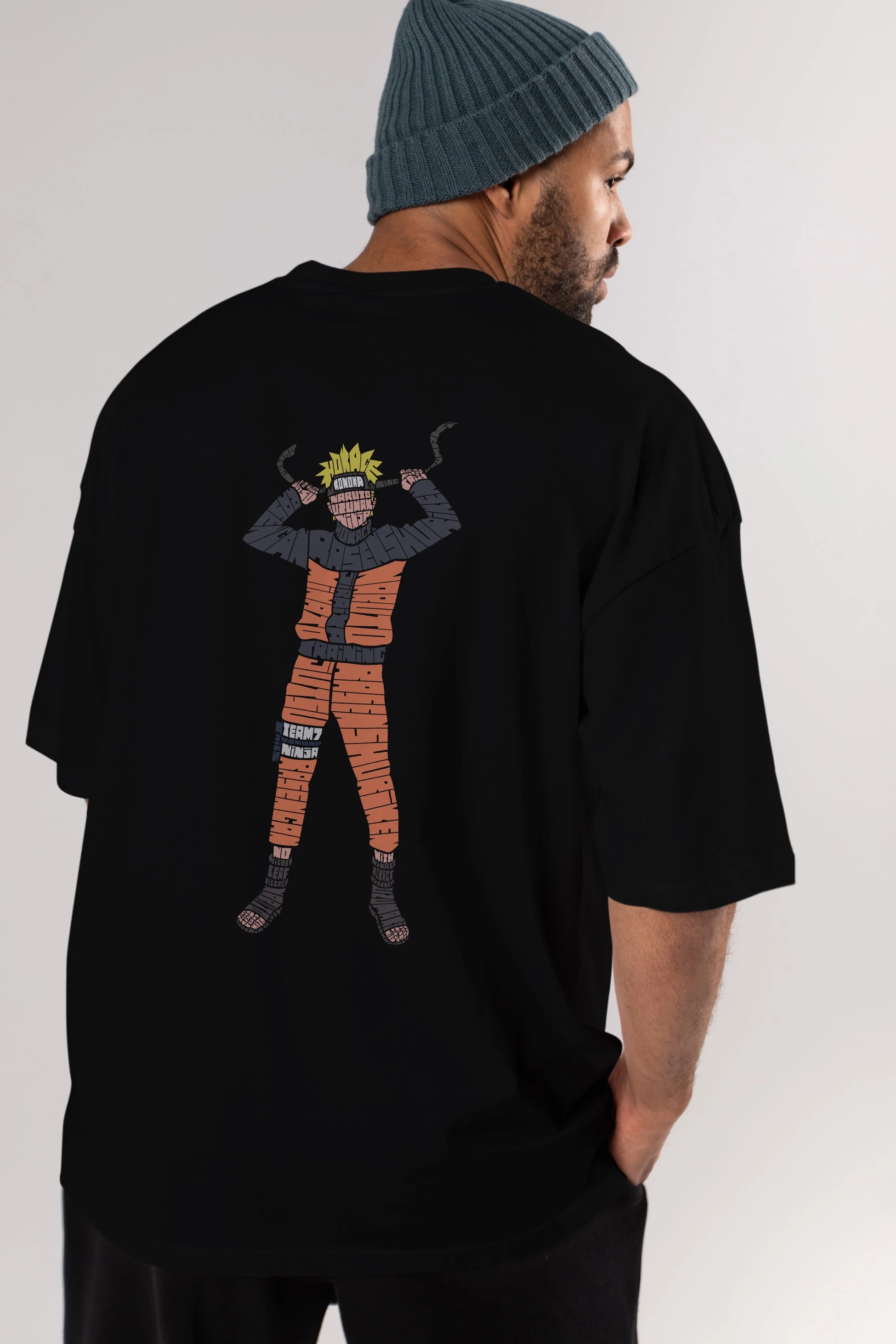 Naruto Arka Baskılı Oversize t-shirt %100 pamuk Erkek Kadın Unisex