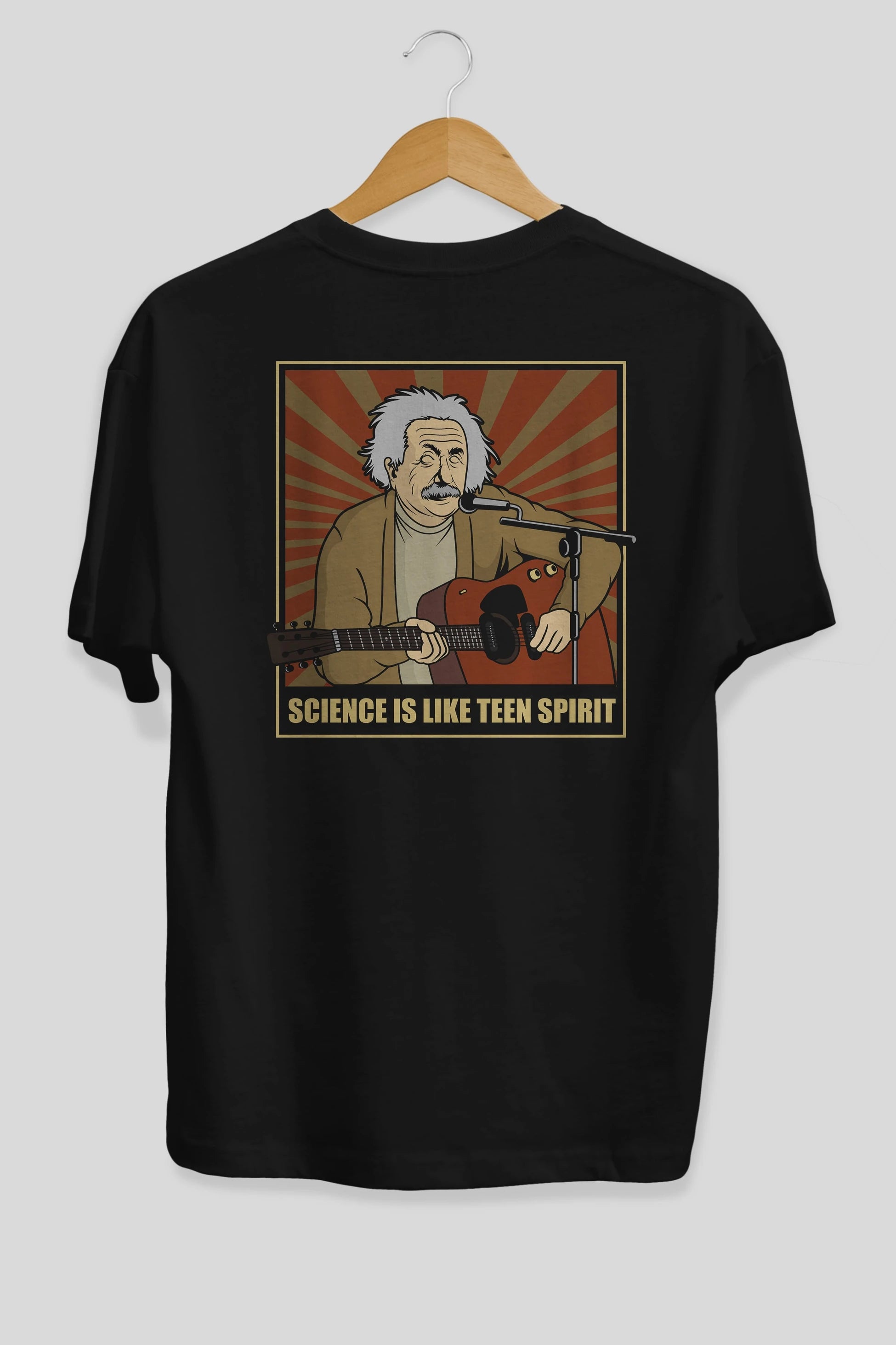 Kurt Einstein Arka Baskılı Oversize t-shirt Erkek Kadın Unisex %100 Pamuk tişort