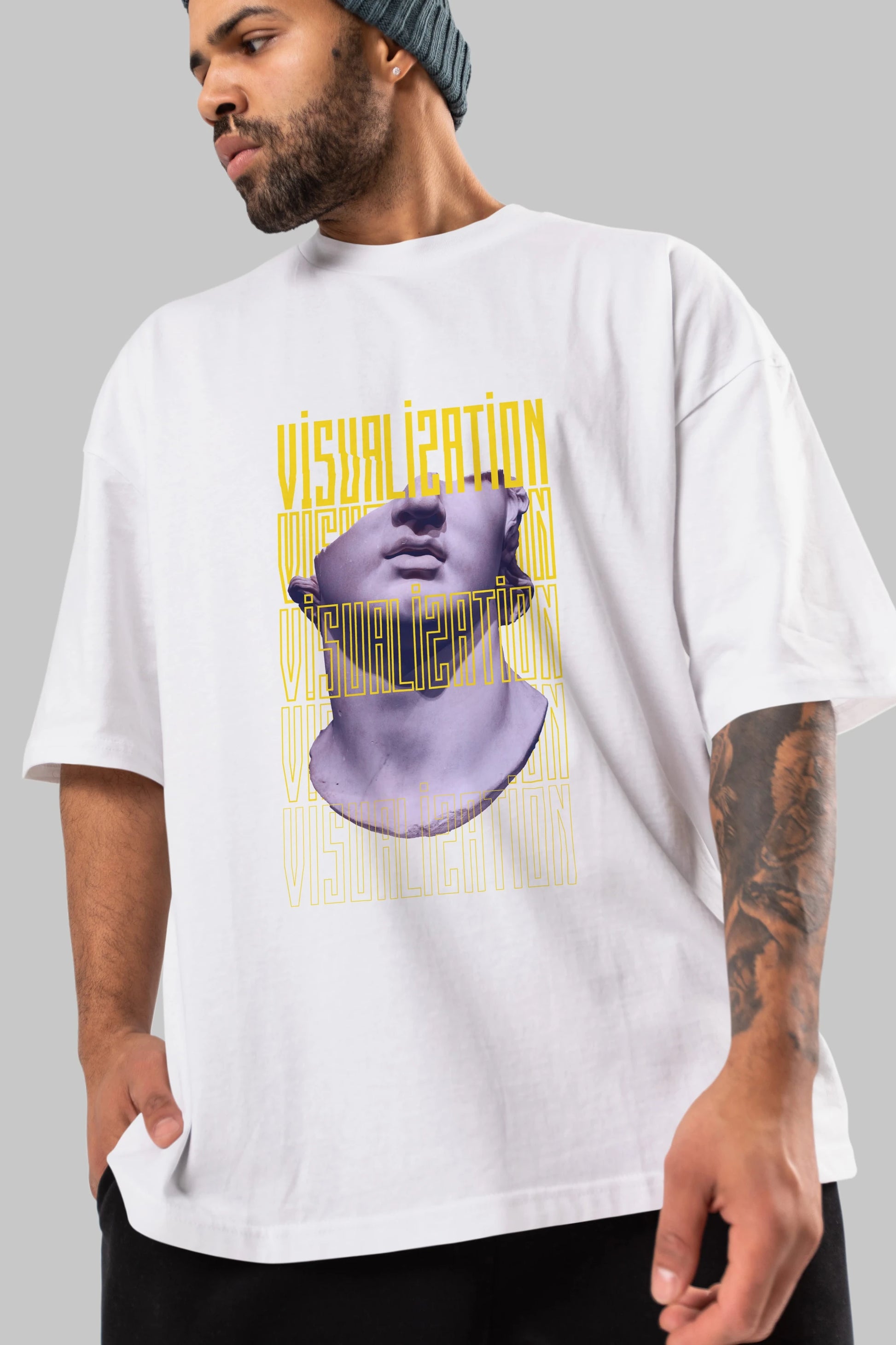 Visualization Yazılı Ön Baskılı Oversize t-shirt Erkek Kadın Unisex
