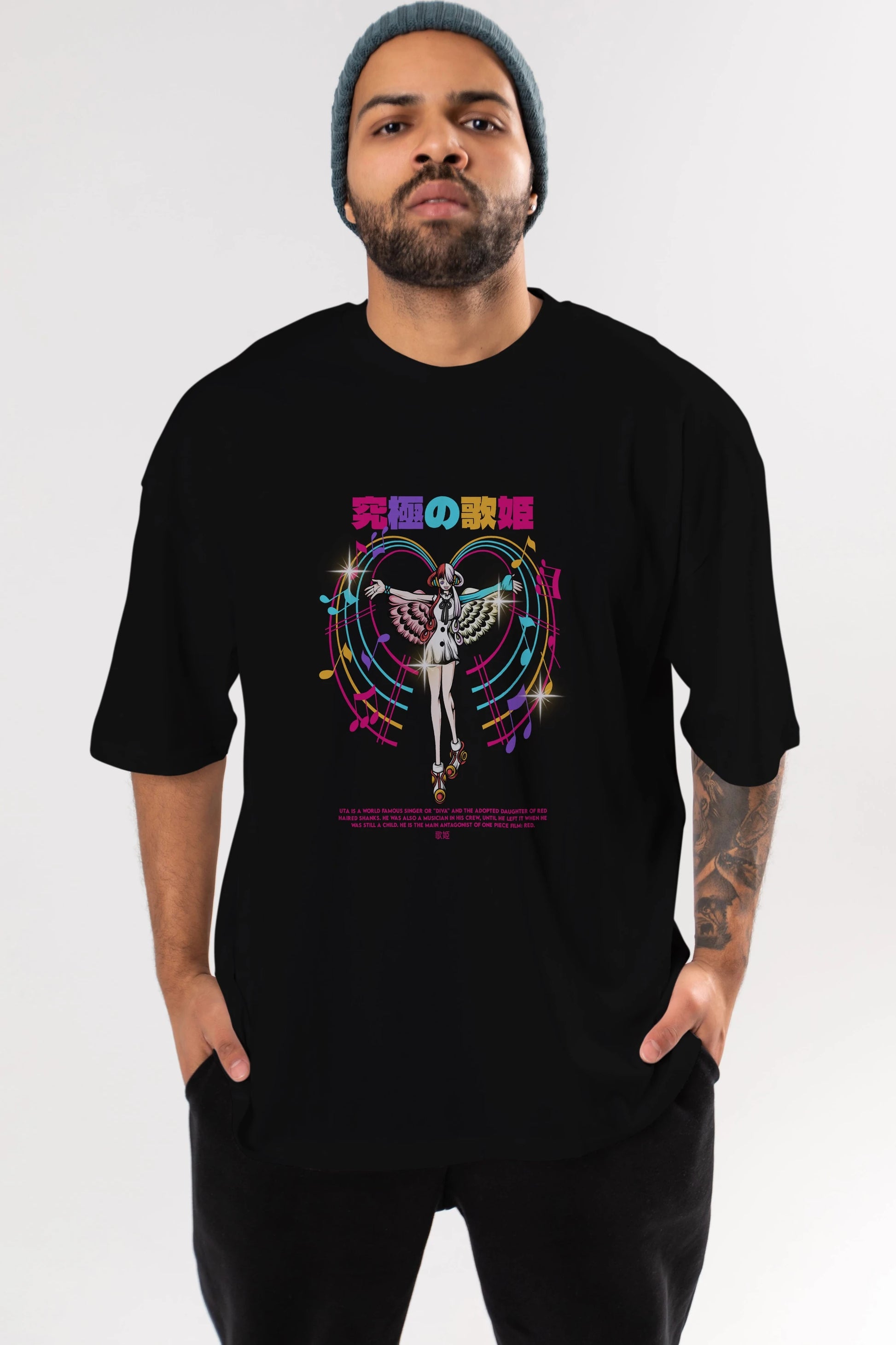 Uta Anime Ön Baskılı Oversize t-shirt %100 pamuk Erkek Kadın Unisex