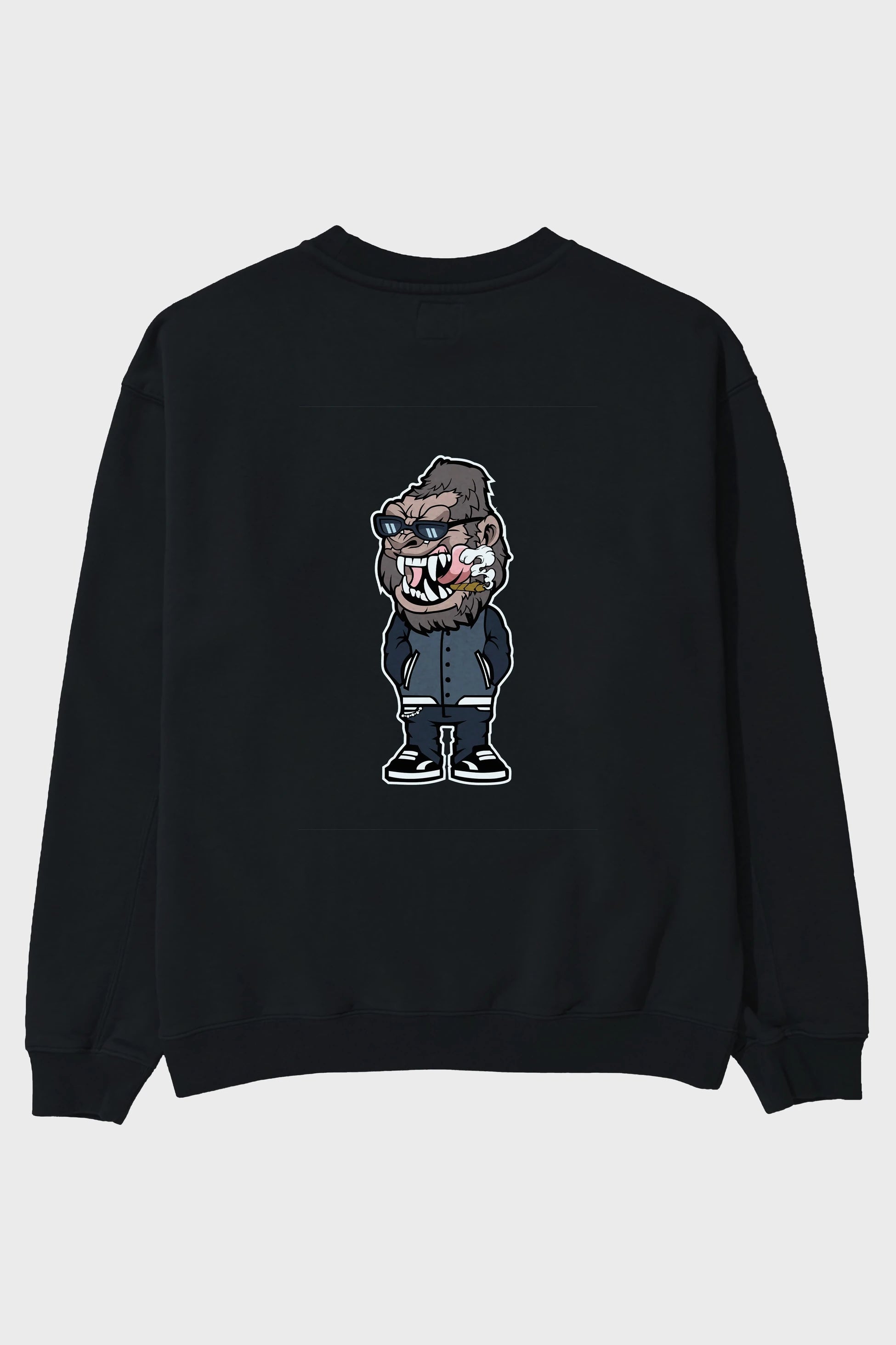 Gorilla Street Style Arka Baskılı Oversize Sweatshirt Erkek Kadın Unisex