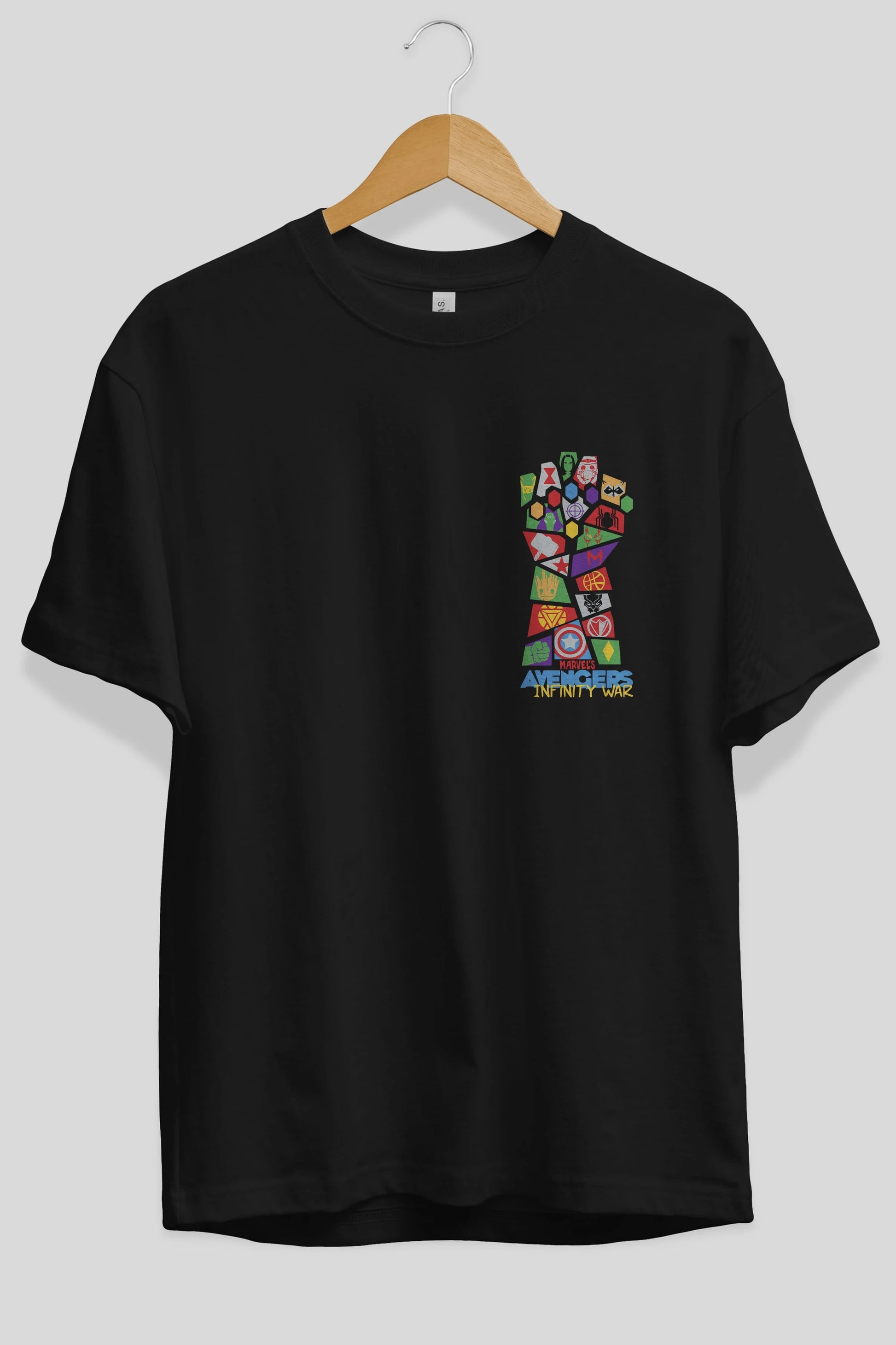 The Avengers Ön Sol Baskılı Oversize t-shirt Erkek Kadın Unisex %100 Pamuk Bisiklet Yaka tişort