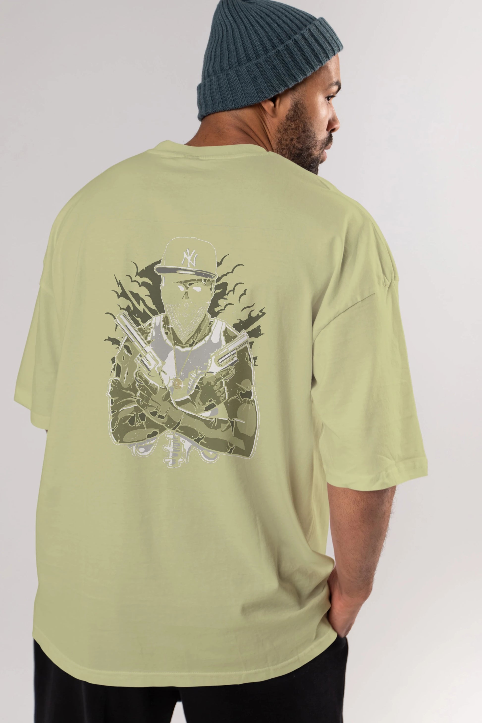 Gangsta Zombie Arka Baskılı Oversize t-shirt Erkek Kadın Unisex %100 Pamuk