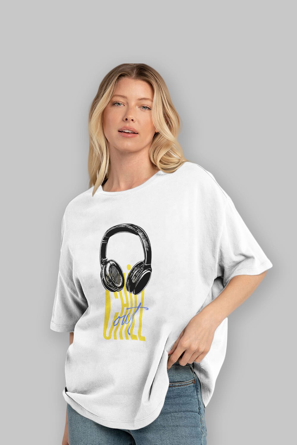 Chill Out Yazılı Ön Baskılı Oversize t-shirt Erkek Kadın Unisex
