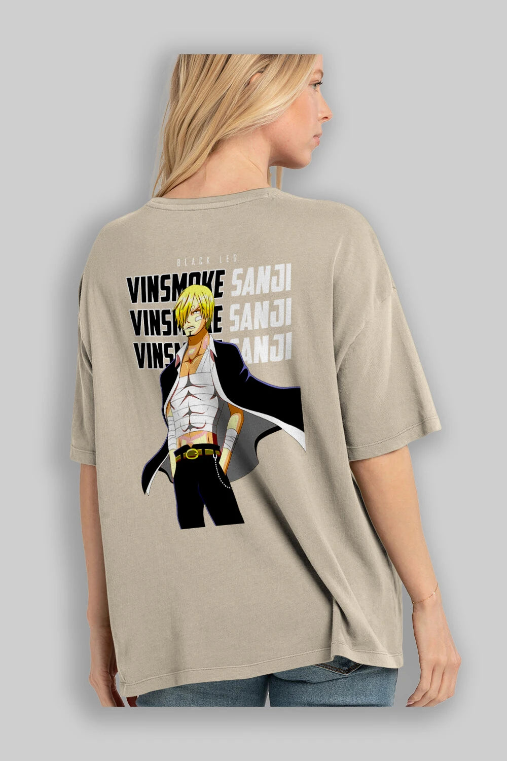 Sanji Anime Arka Baskılı Oversize t-shirt Erkek Kadın Unisex %100 pamuk tişort