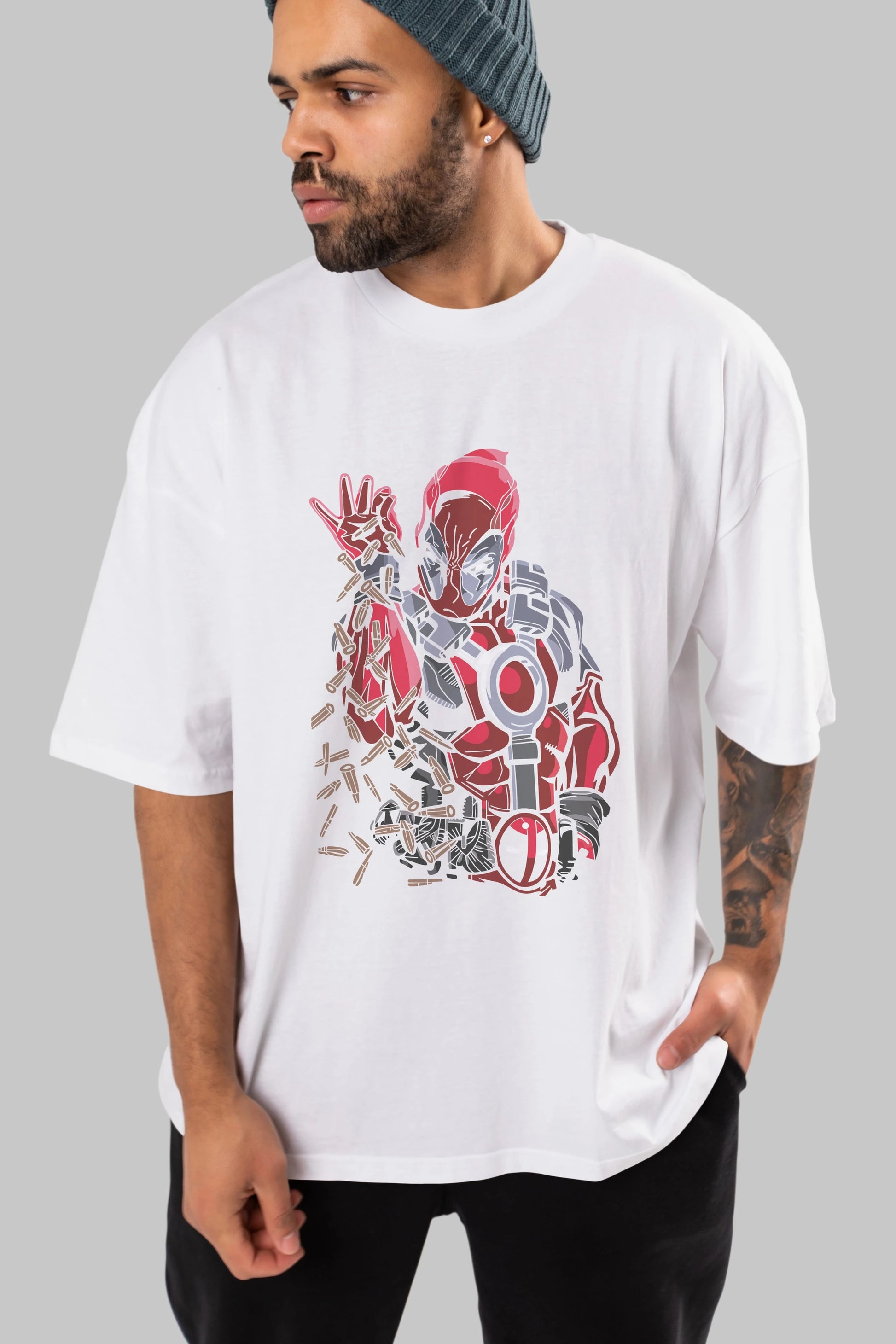 Deadpool (2) Ön Baskılı Oversize t-shirt Erkek Kadın Unisex %100 Pamuk Bisiklet Yaka tişort